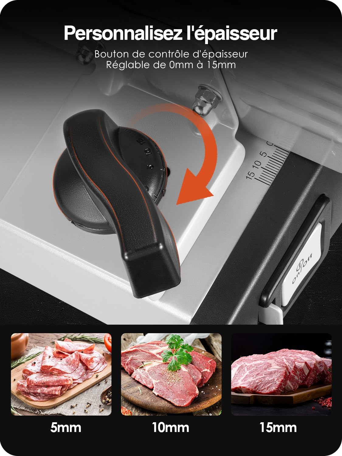 YASHE elektrický kráječ 250 W 0–15 mm 2 nože