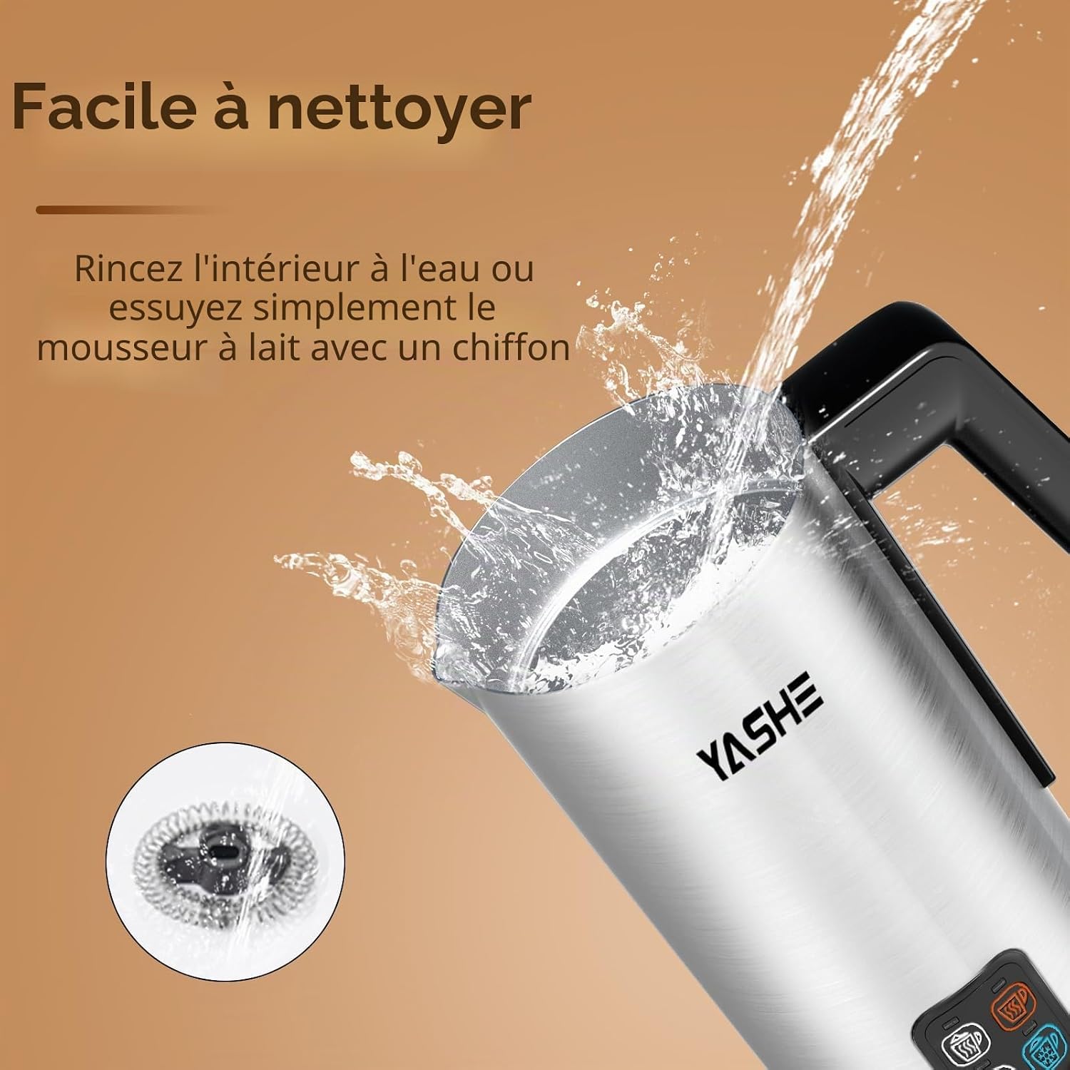 YASHE napěňovač mléka 4v1 240 ml nerezový