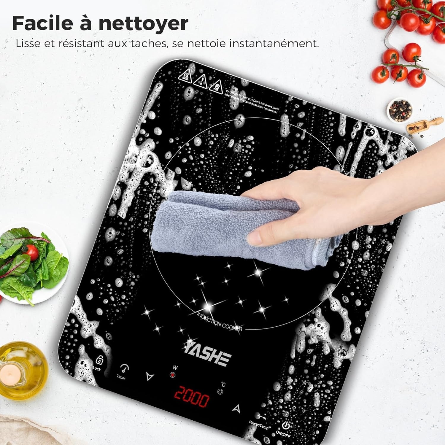 YASHE přenosná indukční varná deska 2000 W 10 stupňů