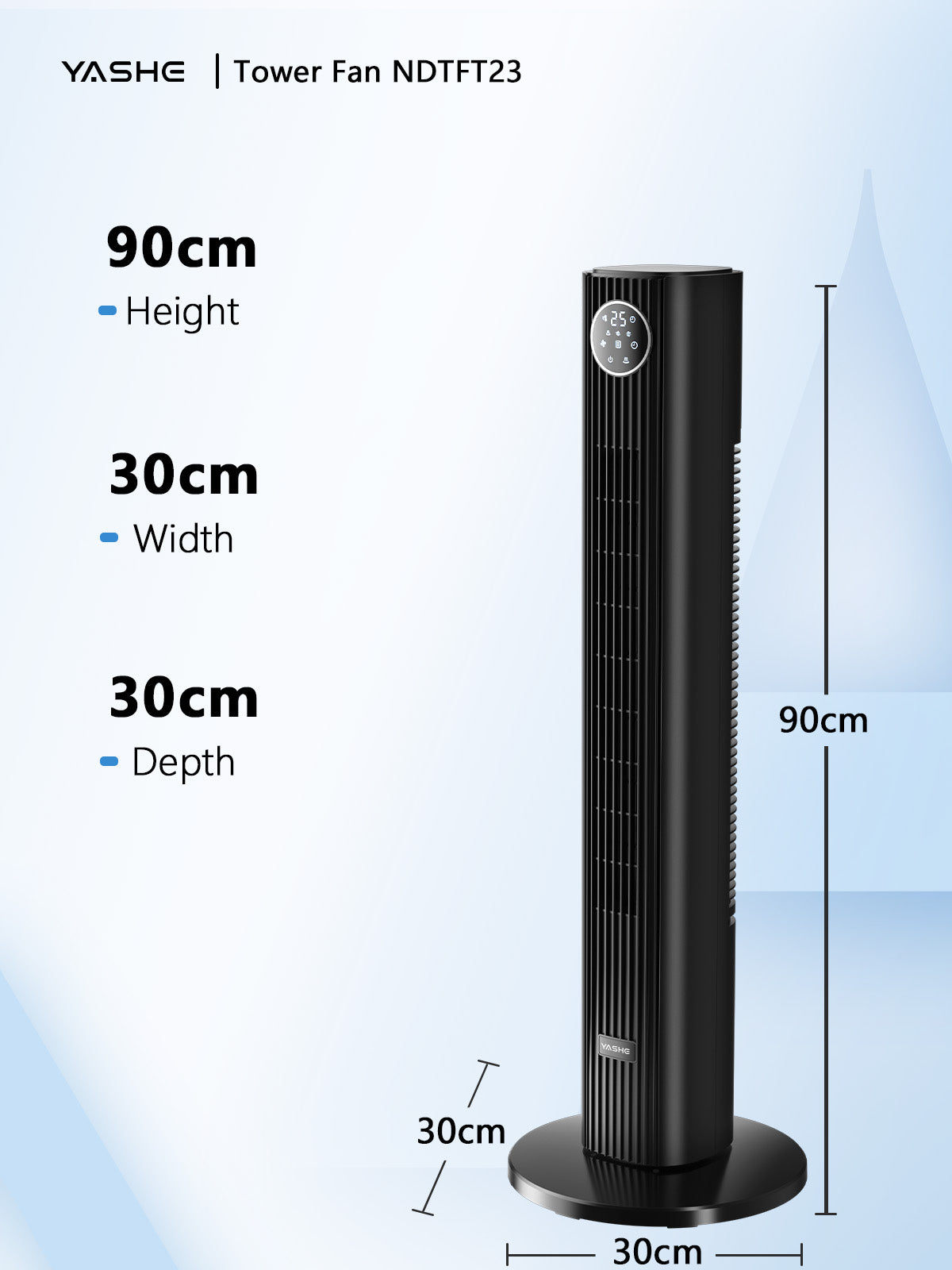 YASHE sloupový ventilátor černý 81 cm dálkové ovládání