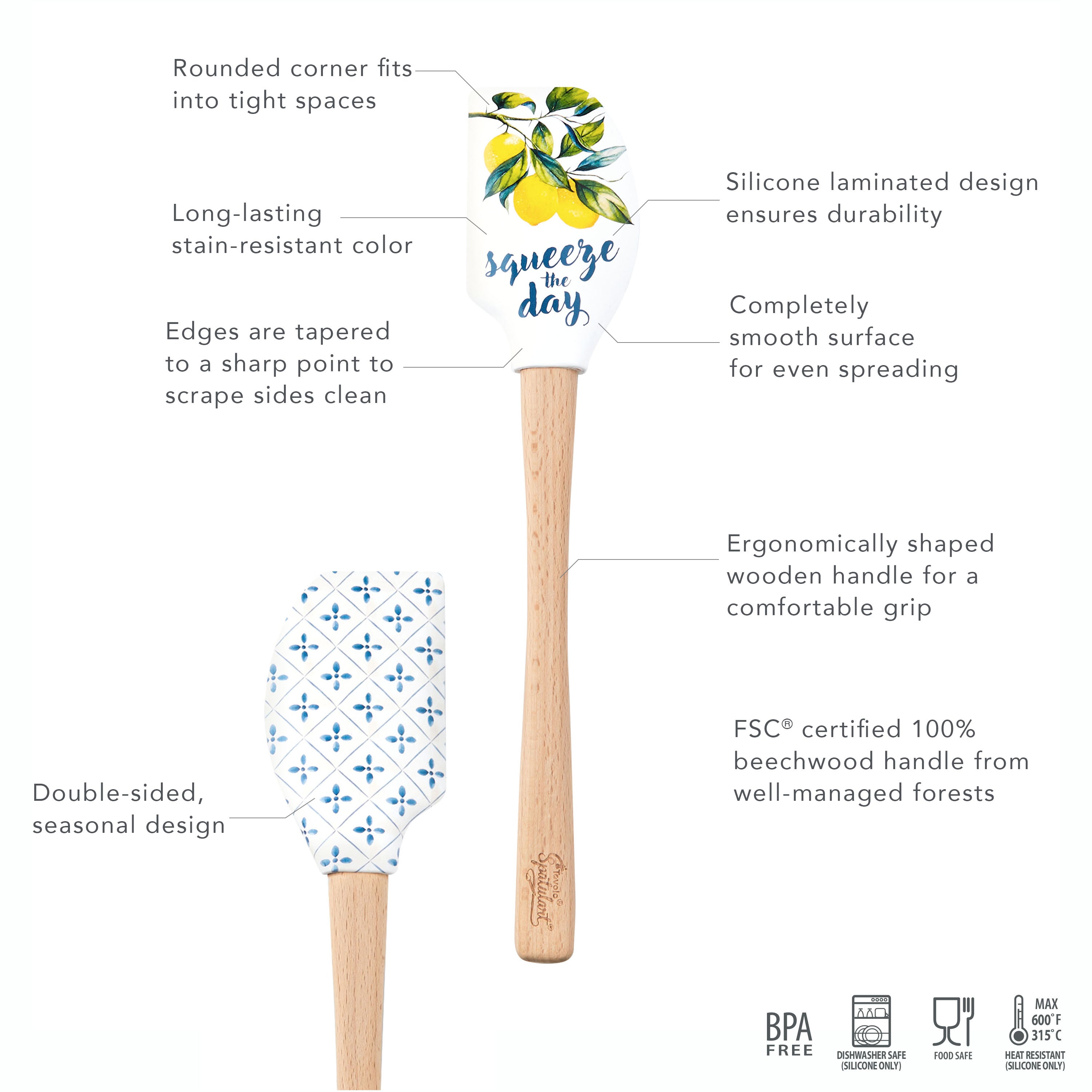 Tovolo Spatulart Summer silikonová stěrka s dřevěnou rukojetí