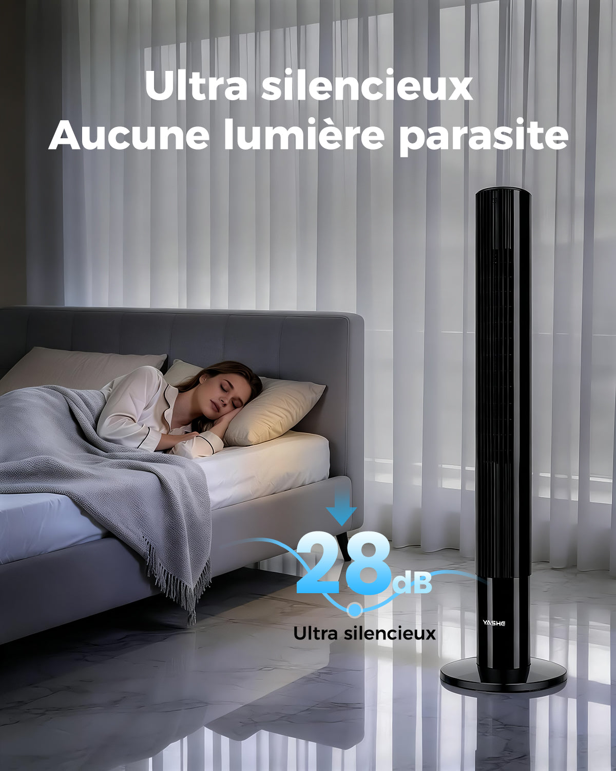 YASHE sloupový ventilátor tichý dálkové ovládání