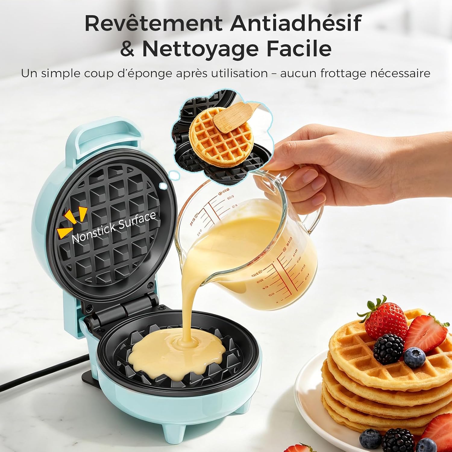 YASHE mini vaflovač 550 W červený 10 cm