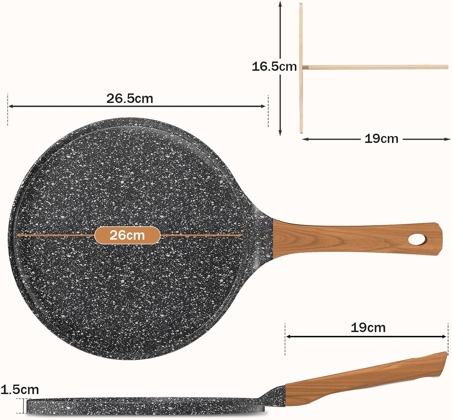 YASHE pánev na palačinky 26 cm s obracečkou indukce