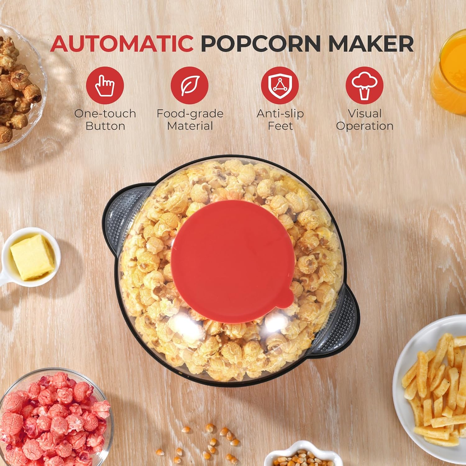 YASHE elektrický popcornovač 650 W míchací