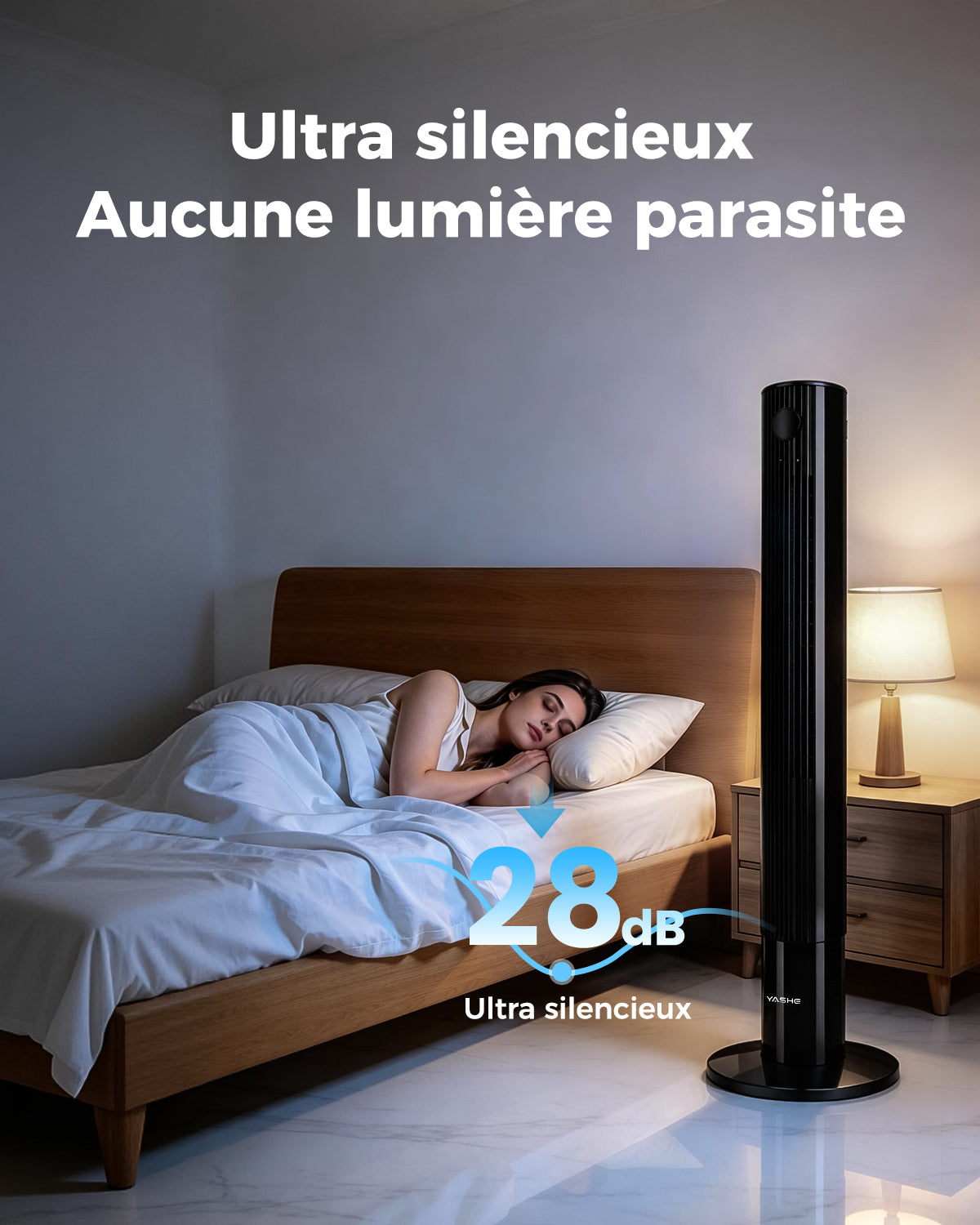 YASHE sloupový ventilátor s dálkovým ovládáním a časovačem