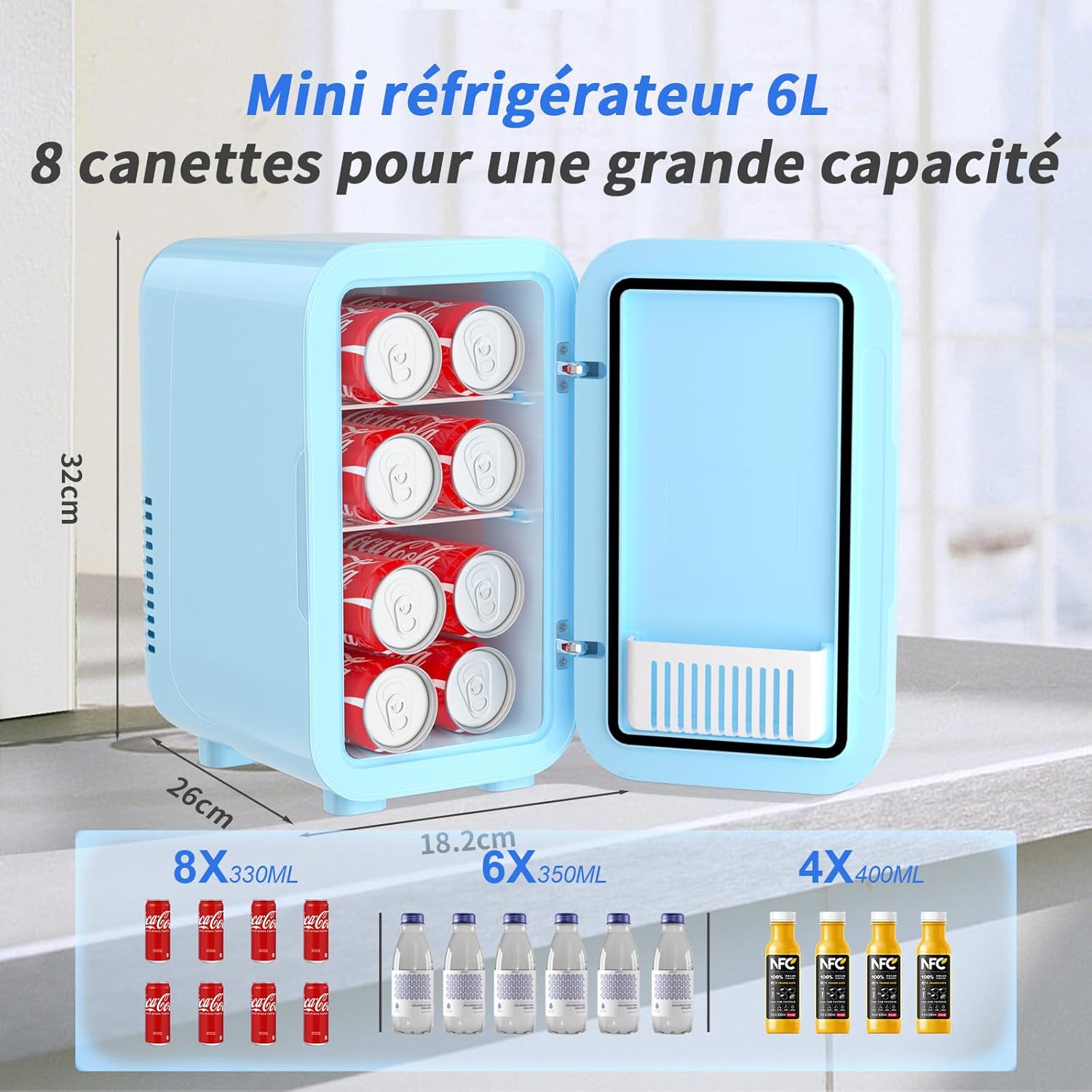 Yashe 6l mini lednice bílá na 8 plechovek