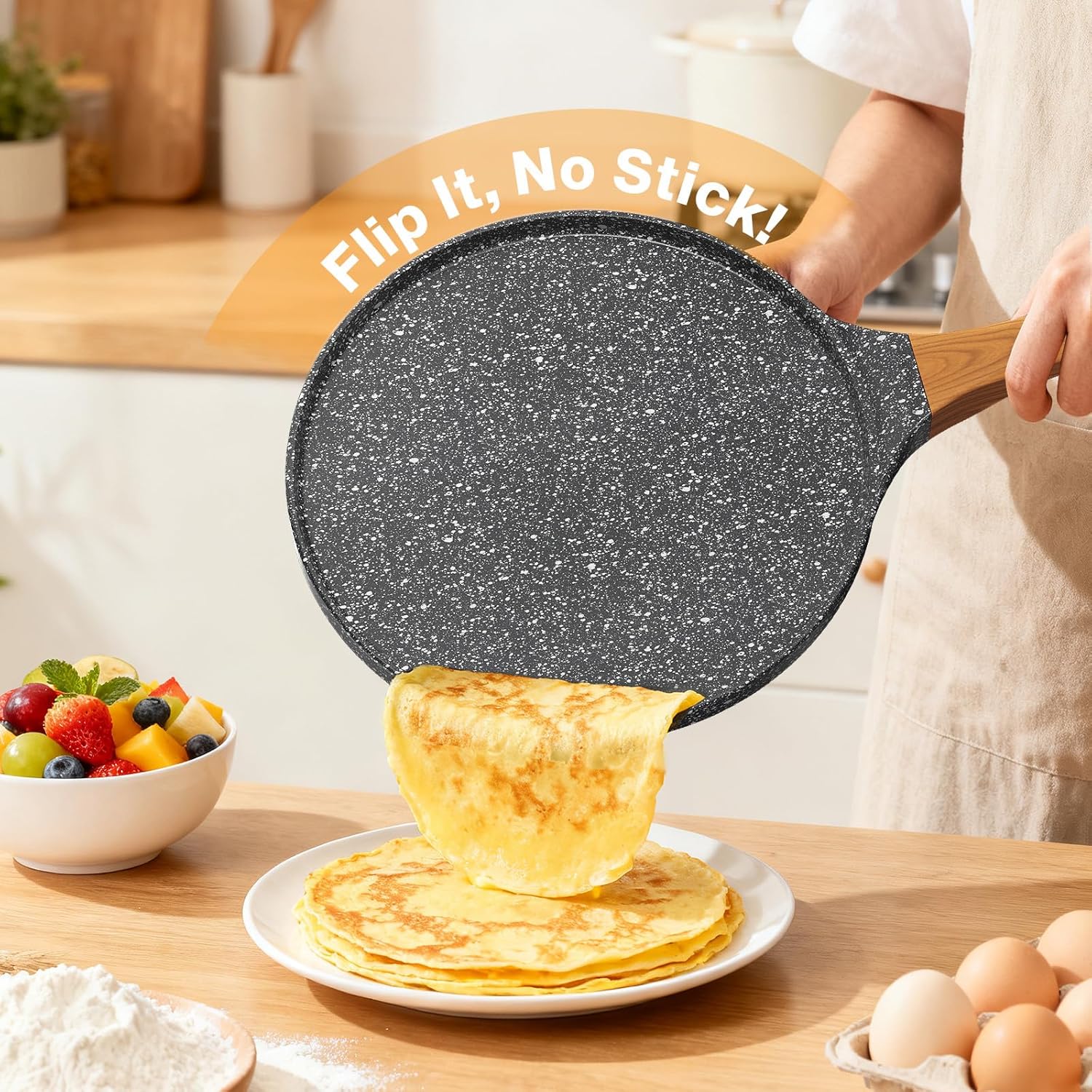 YASHE pánev na palačinky 26 cm s obracečkou indukce