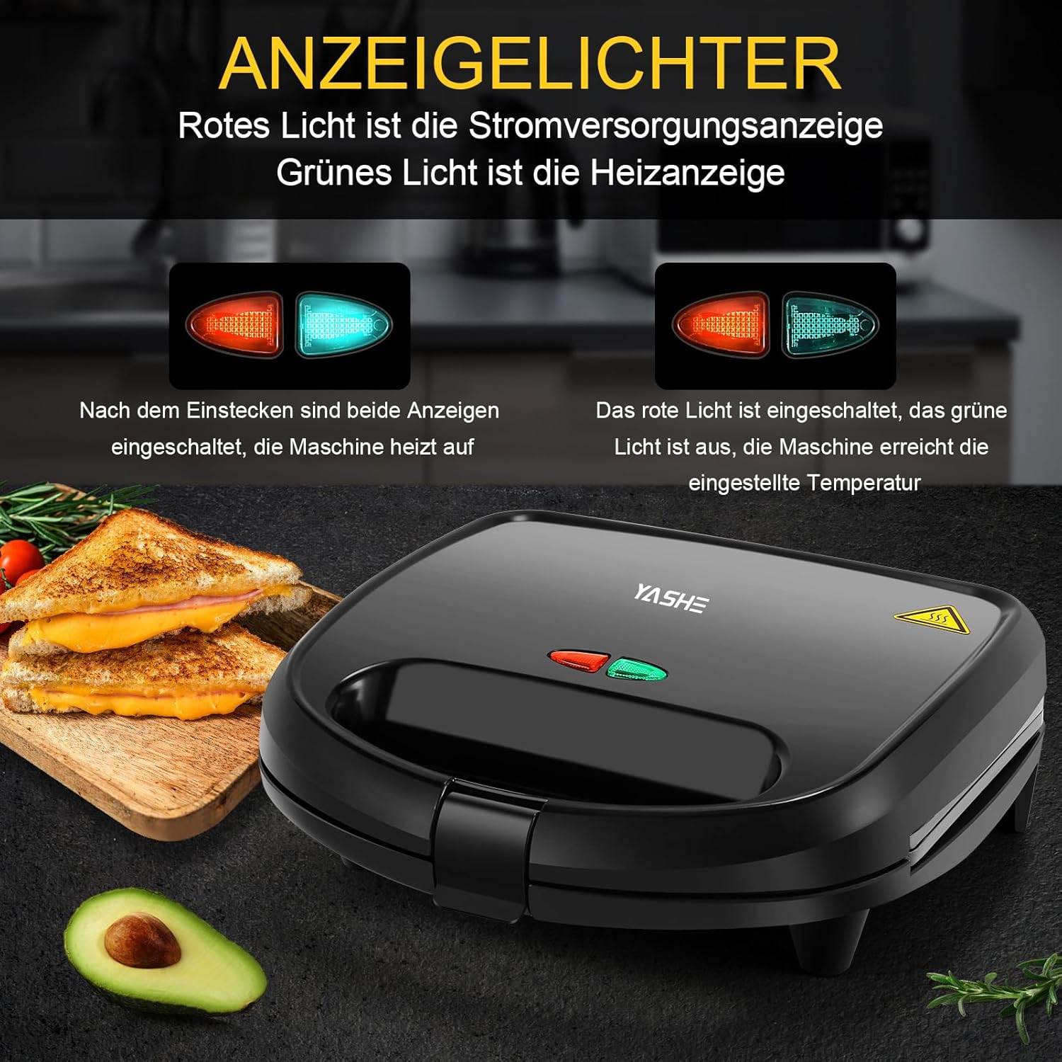 YASHE sendvičovač dvojitý 750 W nepřilnavý