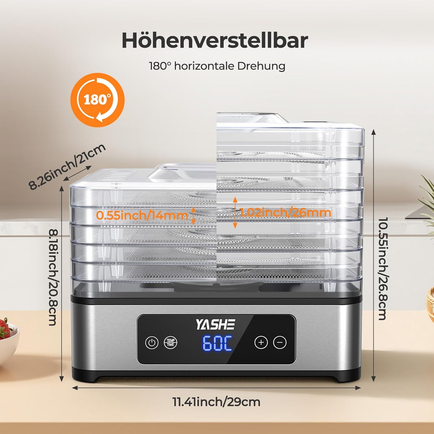 YASHE sušička potravin 5 pater nerez 400 W