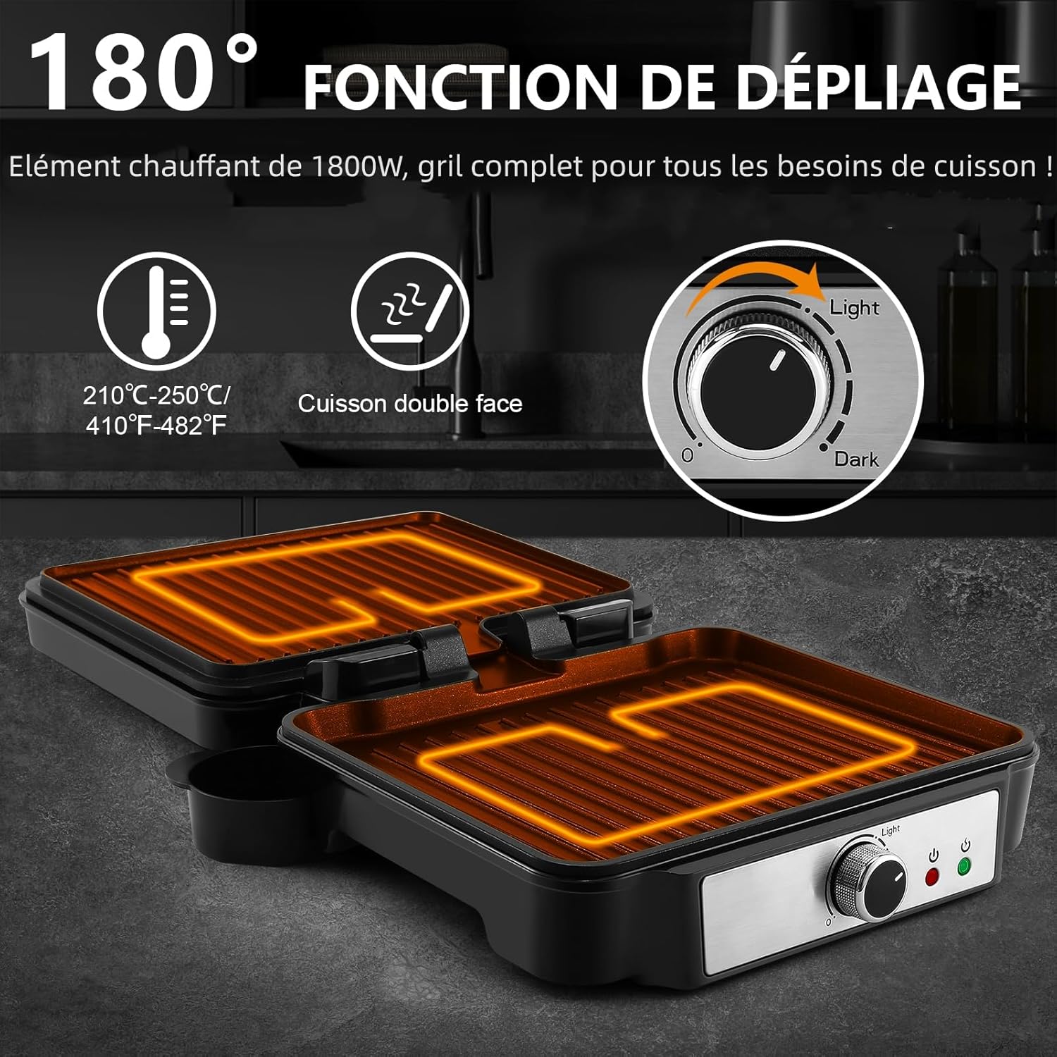 YASHE kontaktní gril panini 1800 W 3v1