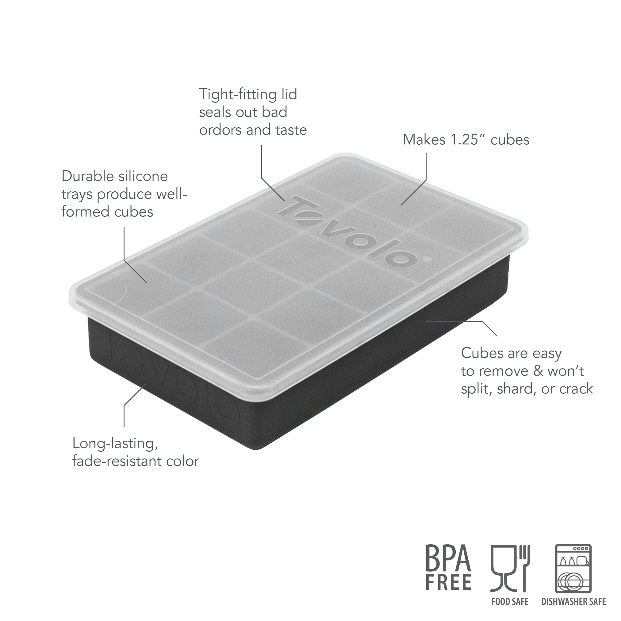Tovolo Perfect Cube forma na led s víkem charcoal 15 kostek
