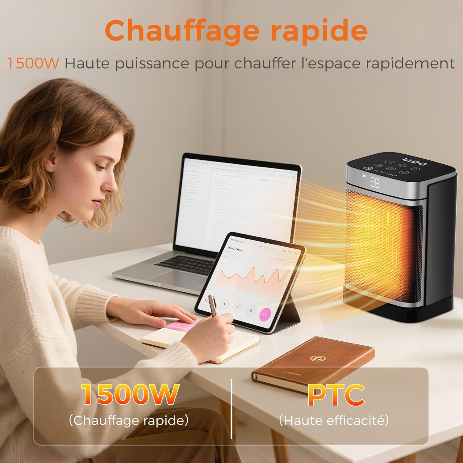YASHE keramický přímotop 1500 W s oscilací
