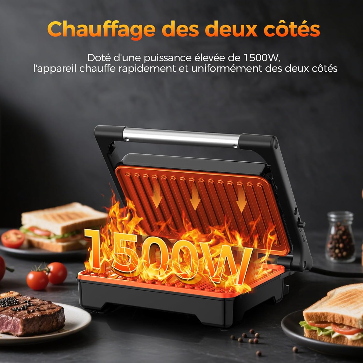 YASHE panini gril sendvičovač 1500W rozkládací