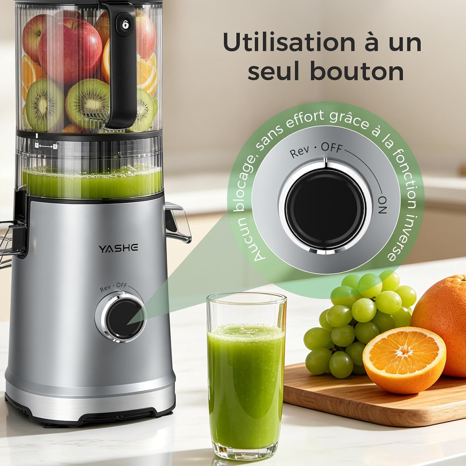YASHE 600W šnekový odšťavňovač 152 mm na celé ovoce
