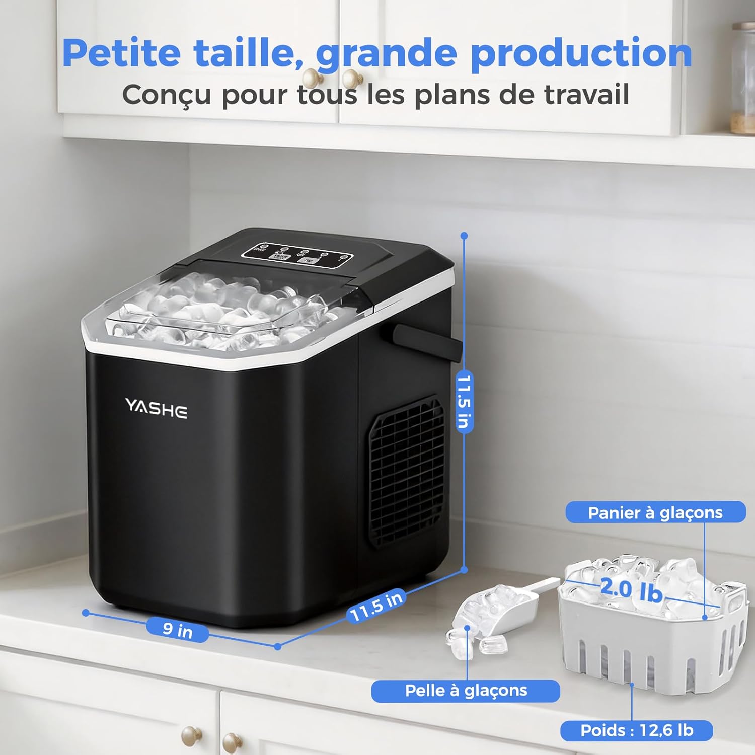 YASHE výrobník ledu na kulaté kostky 2 velikosti