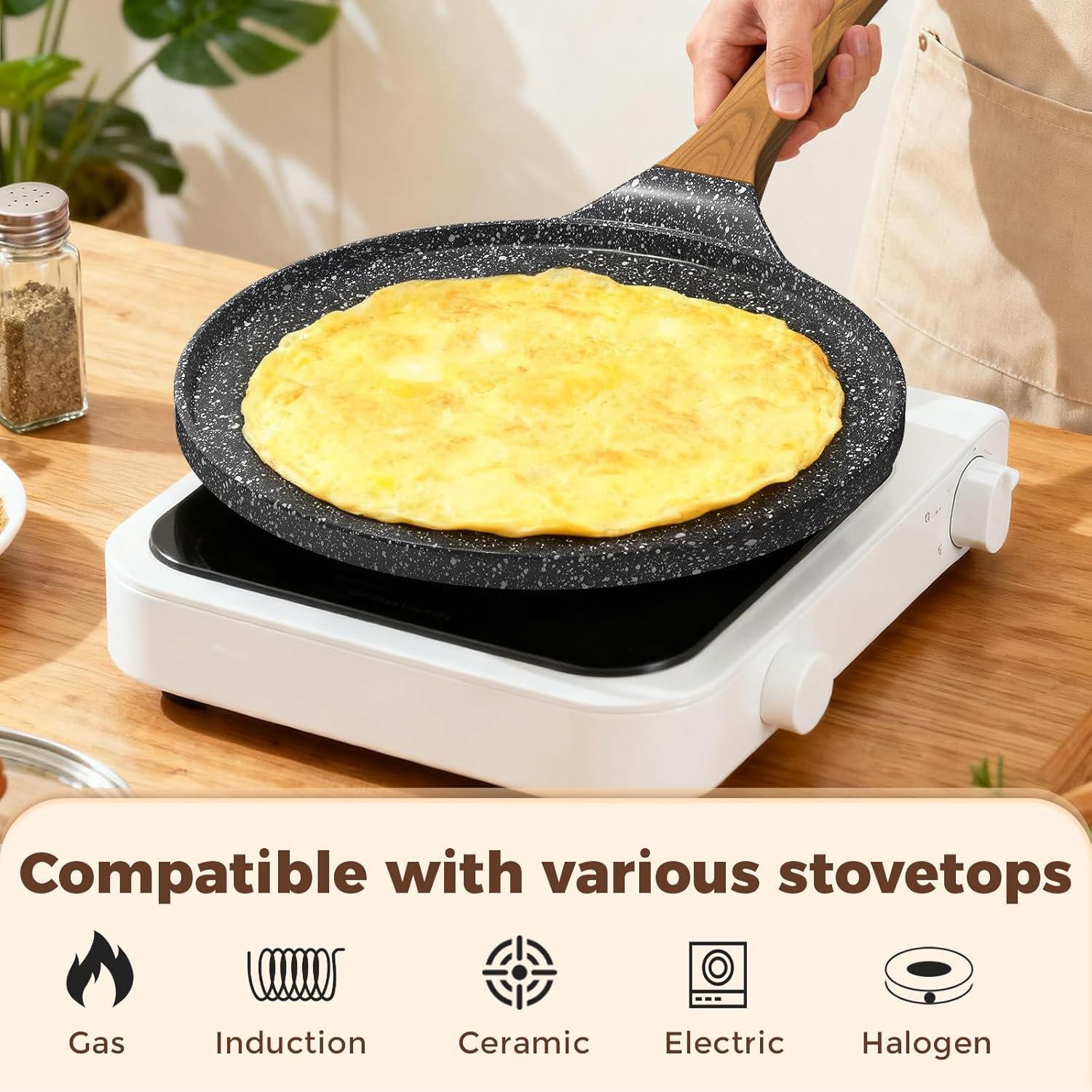 YASHE pánev na palačinky 26 cm s obracečkou indukce