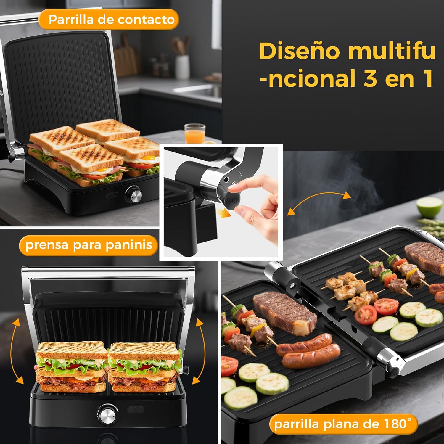YASHE Elektrický panini gril 2000W na 4 toasty