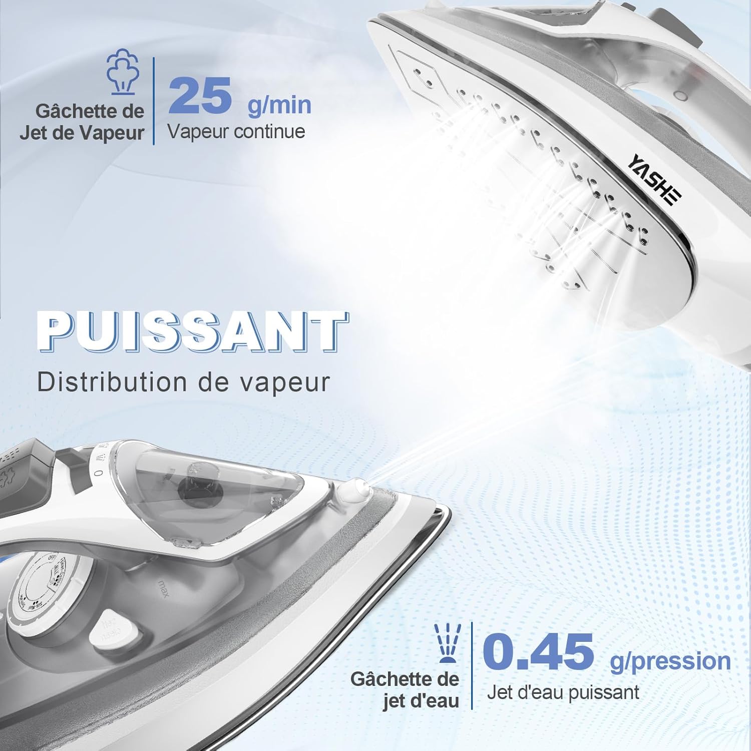 YASHE napařovací žehlička 2300 W 300 ml s parním rázem