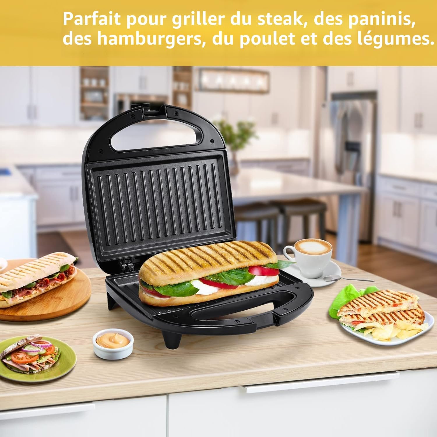 YASHE panini gril 750 W s nepřilnavými deskami