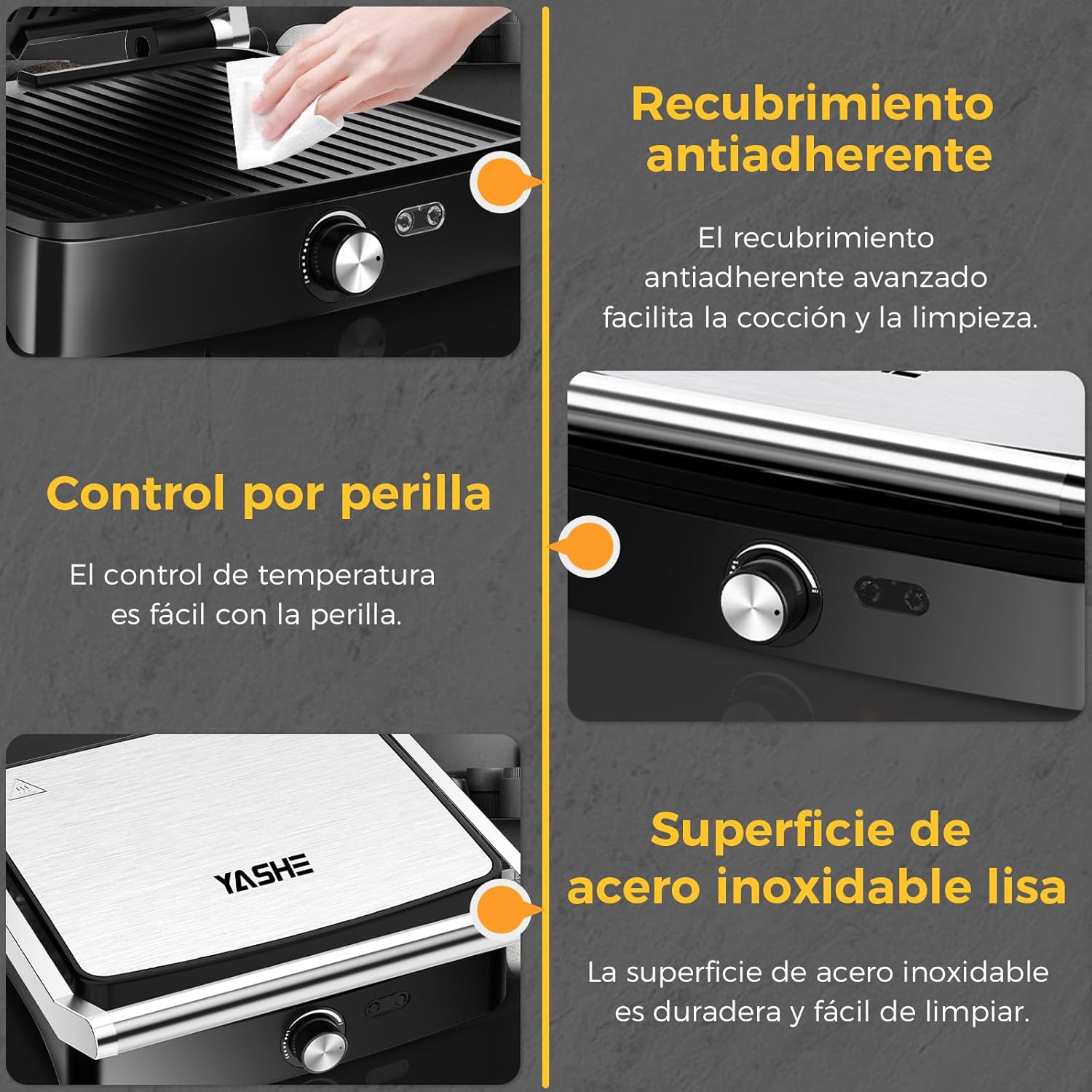 YASHE Elektrický panini gril 2000W na 4 toasty