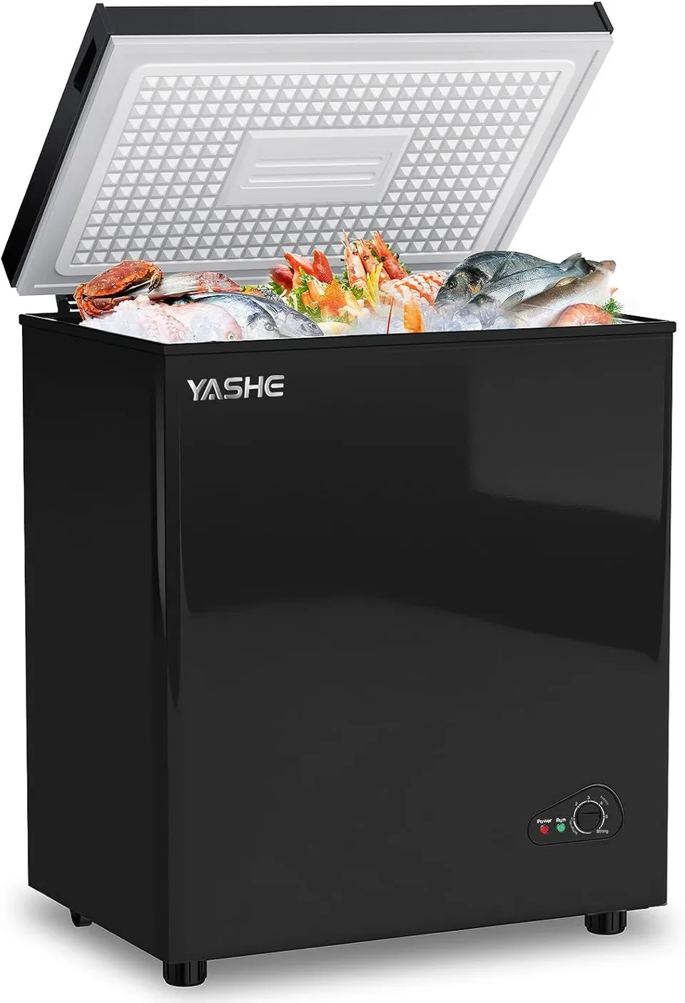 YASHE Truhlicový mrazák 150L černý 150Q-Black tichý