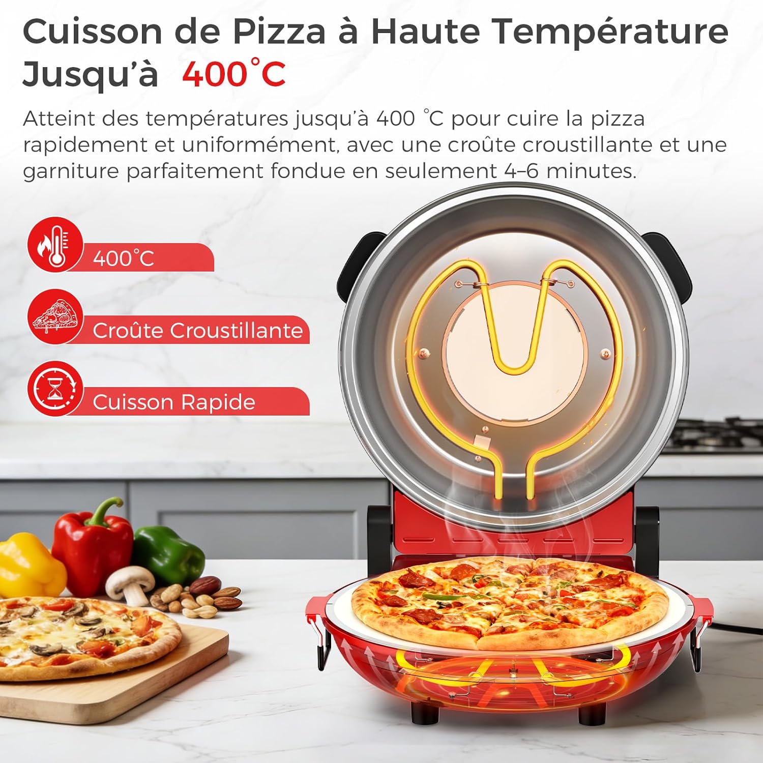 YASHE Elektrická pec na pizzu s kamenem stolní