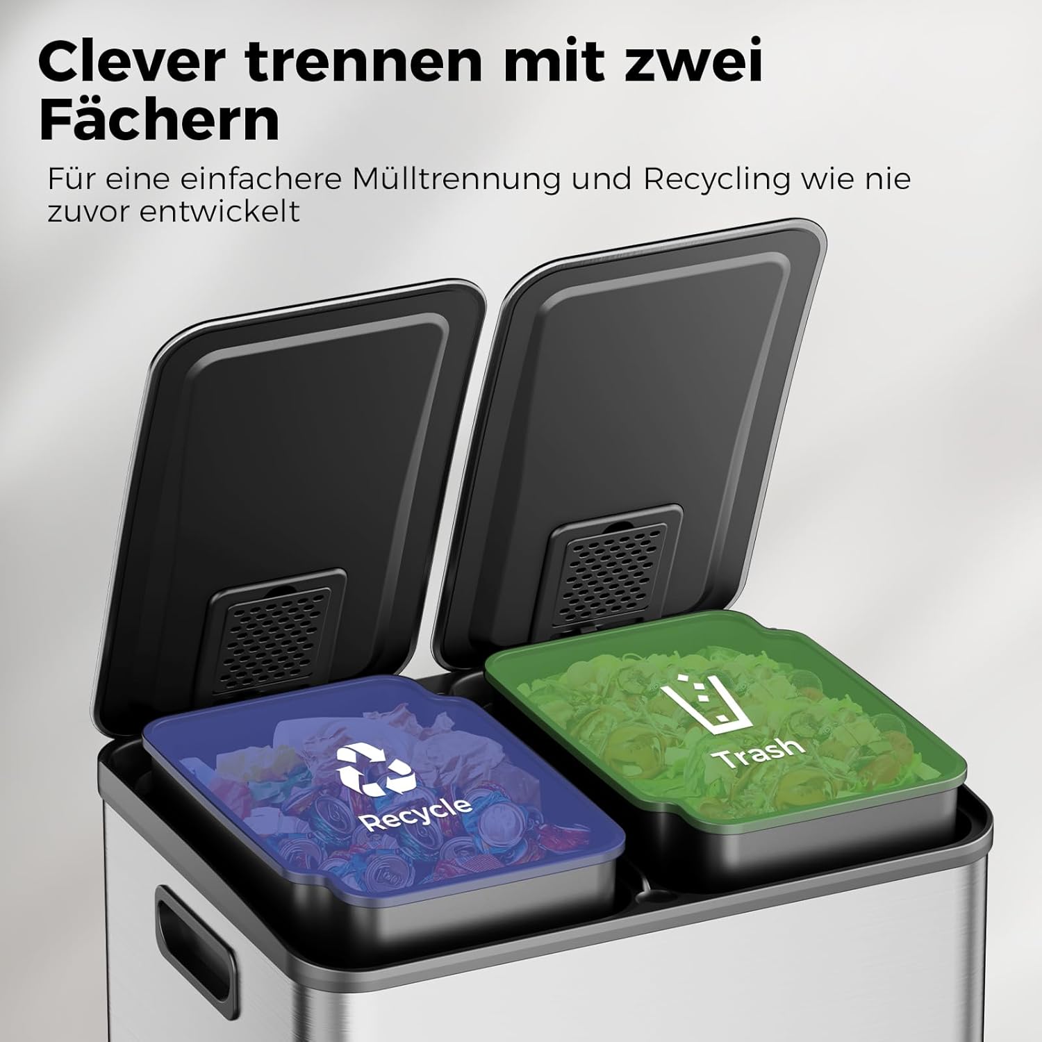 YASHE odpadkový koš 2x 20 l nášlapný nerez