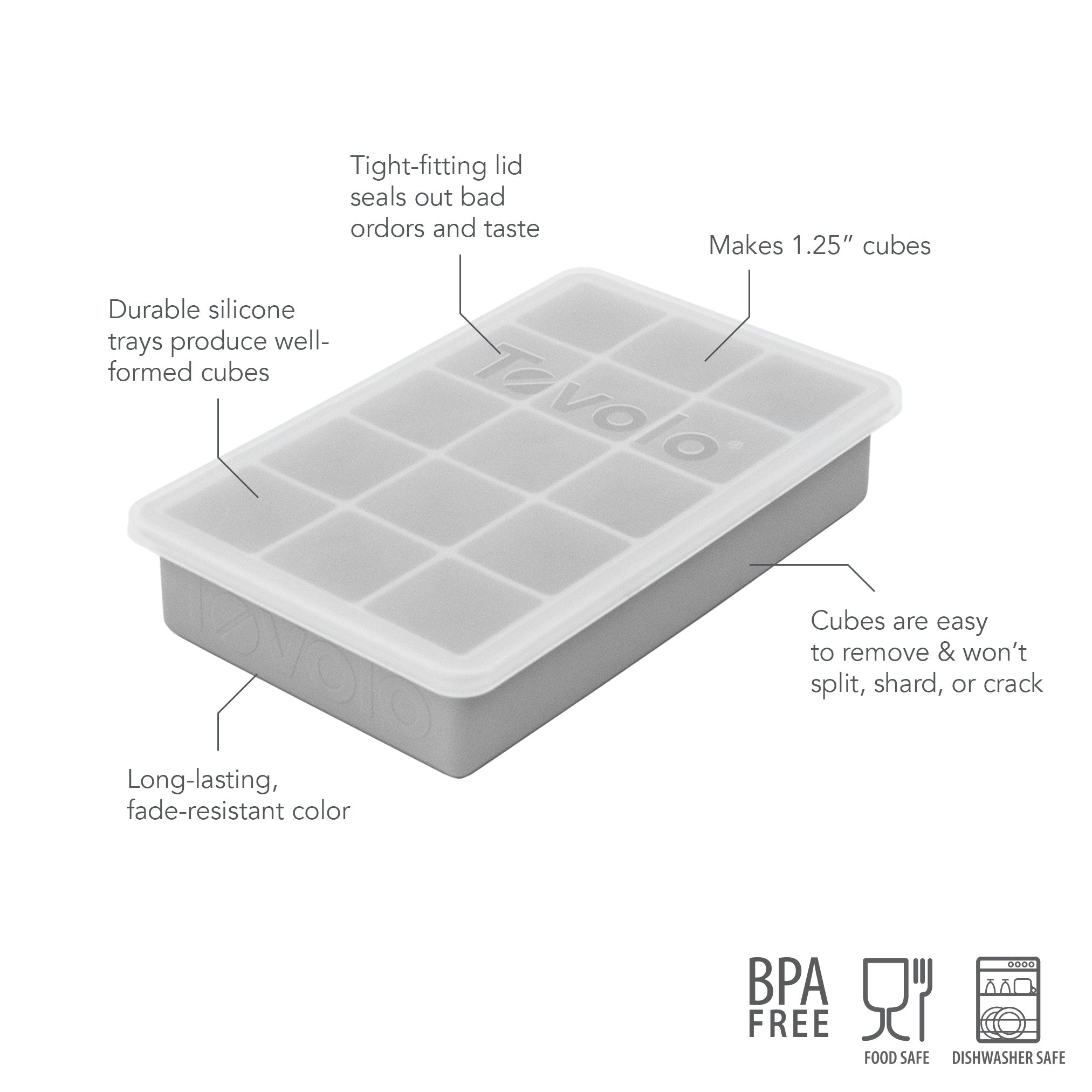 Tovolo Perfect Cube forma na led s víkem charcoal 15 kostek