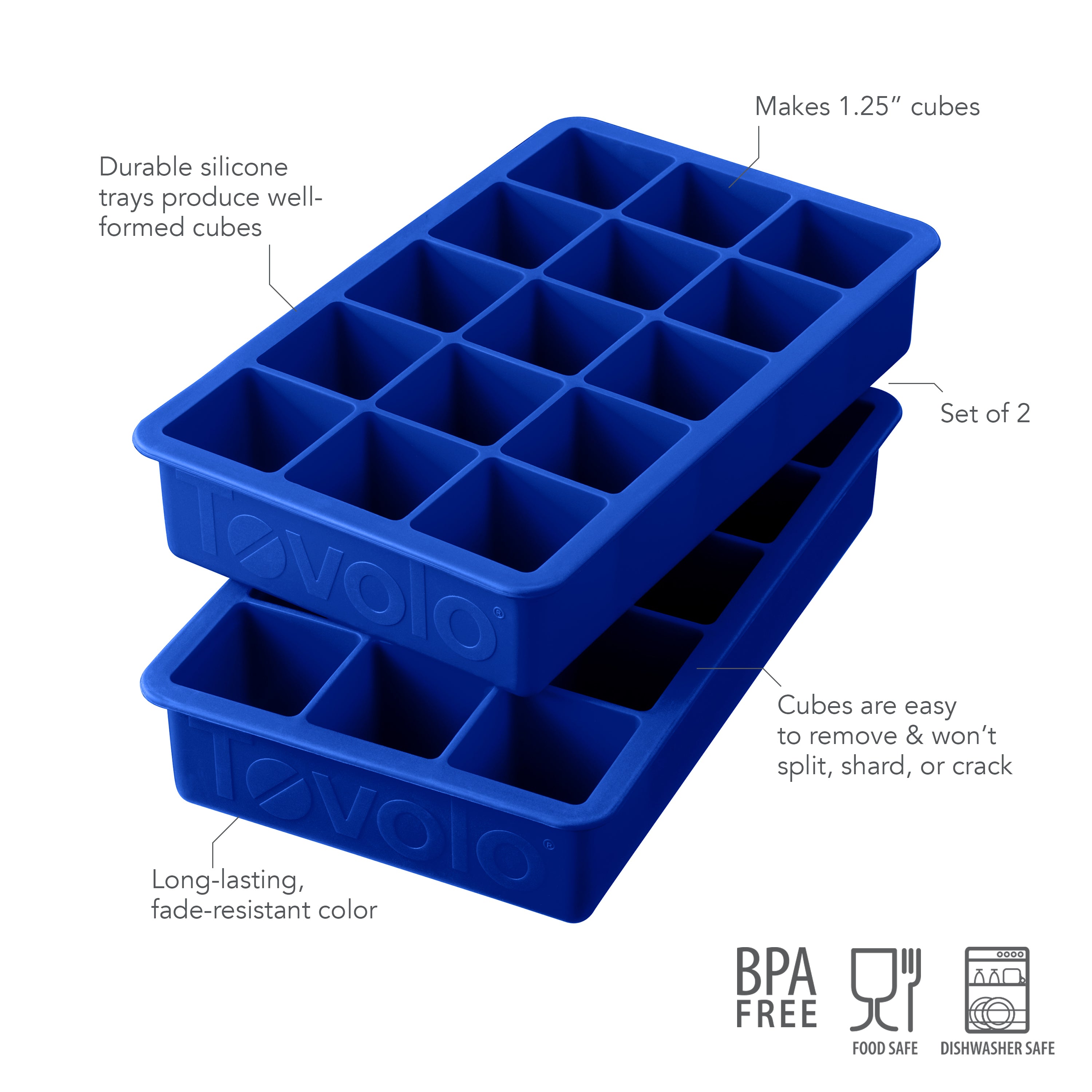 Tovolo Perfect Cube forma na led sada 2 ks modrá kostky