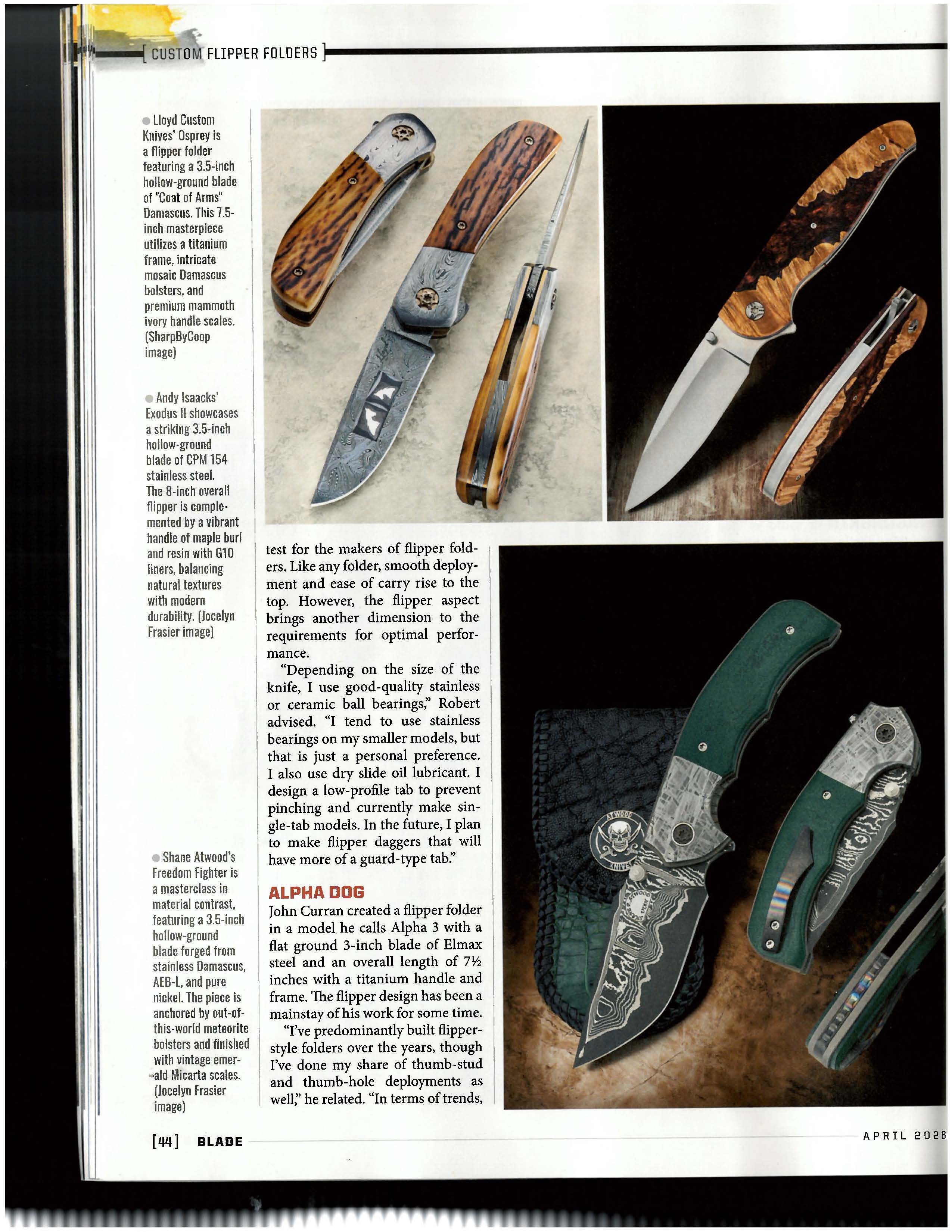 Curran Blades Alpha 3 zavírací nůž Elmax titan