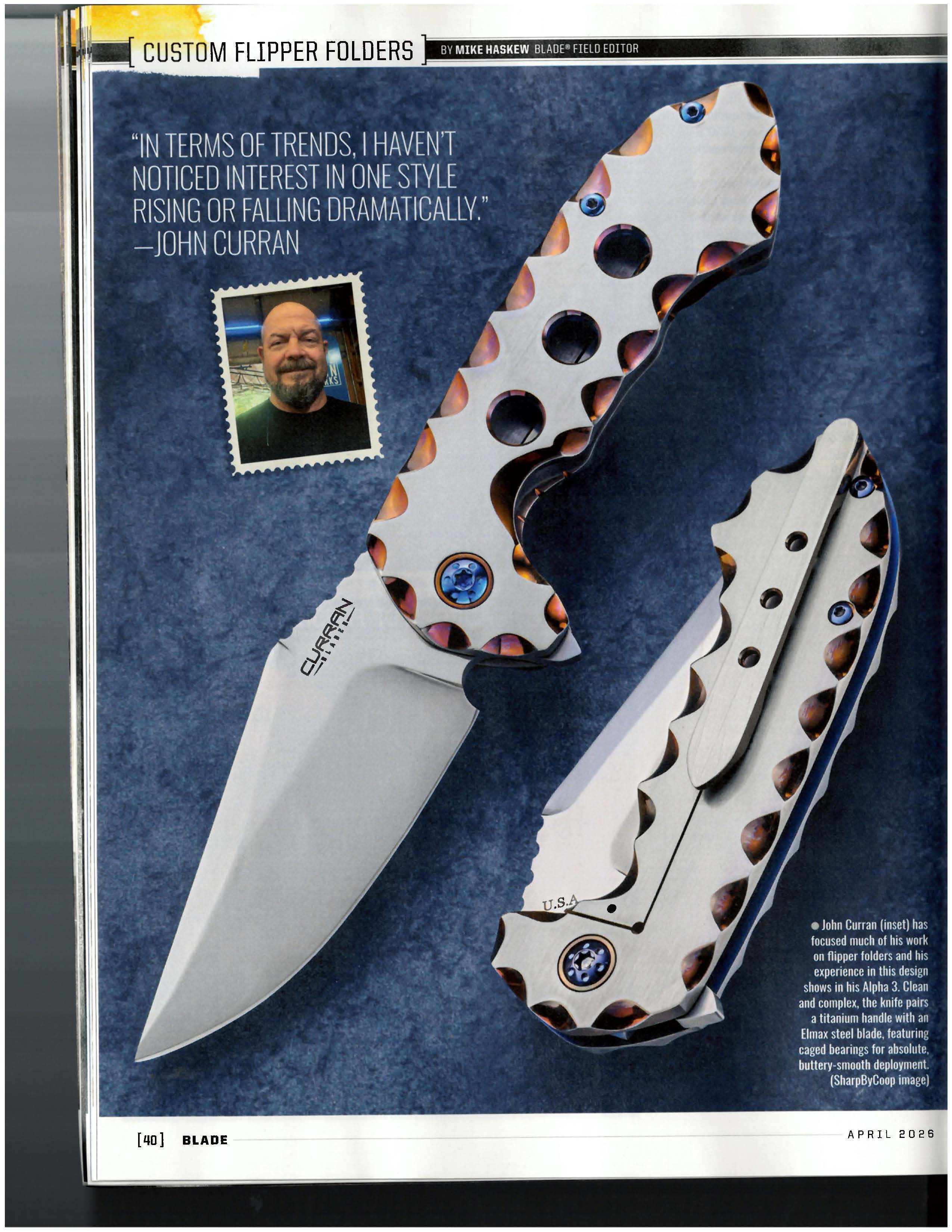Curran Blades Alpha 3 zavírací nůž Elmax titan
