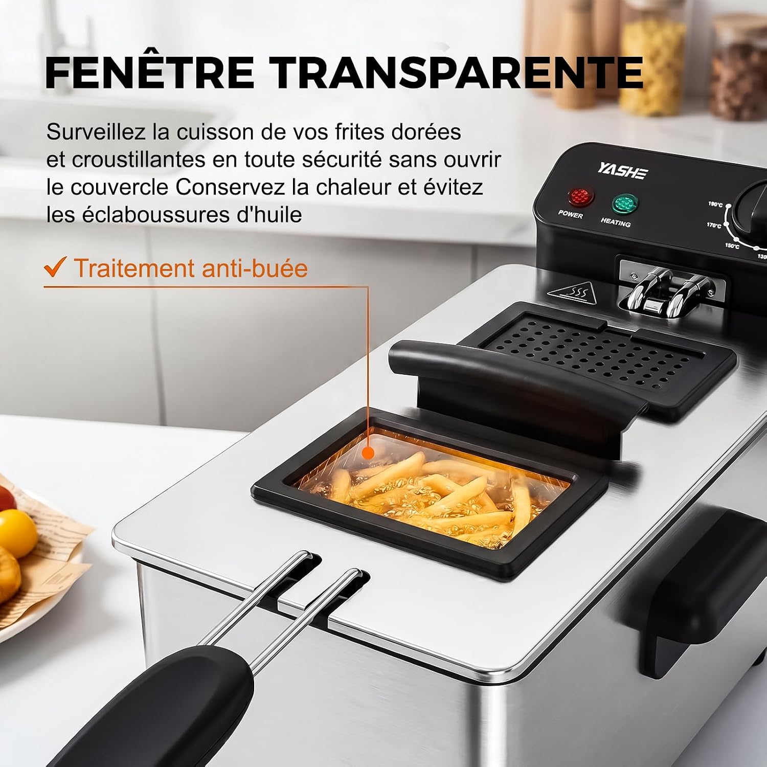 YASHE fritéza 3,2 l 1500 W s oknem