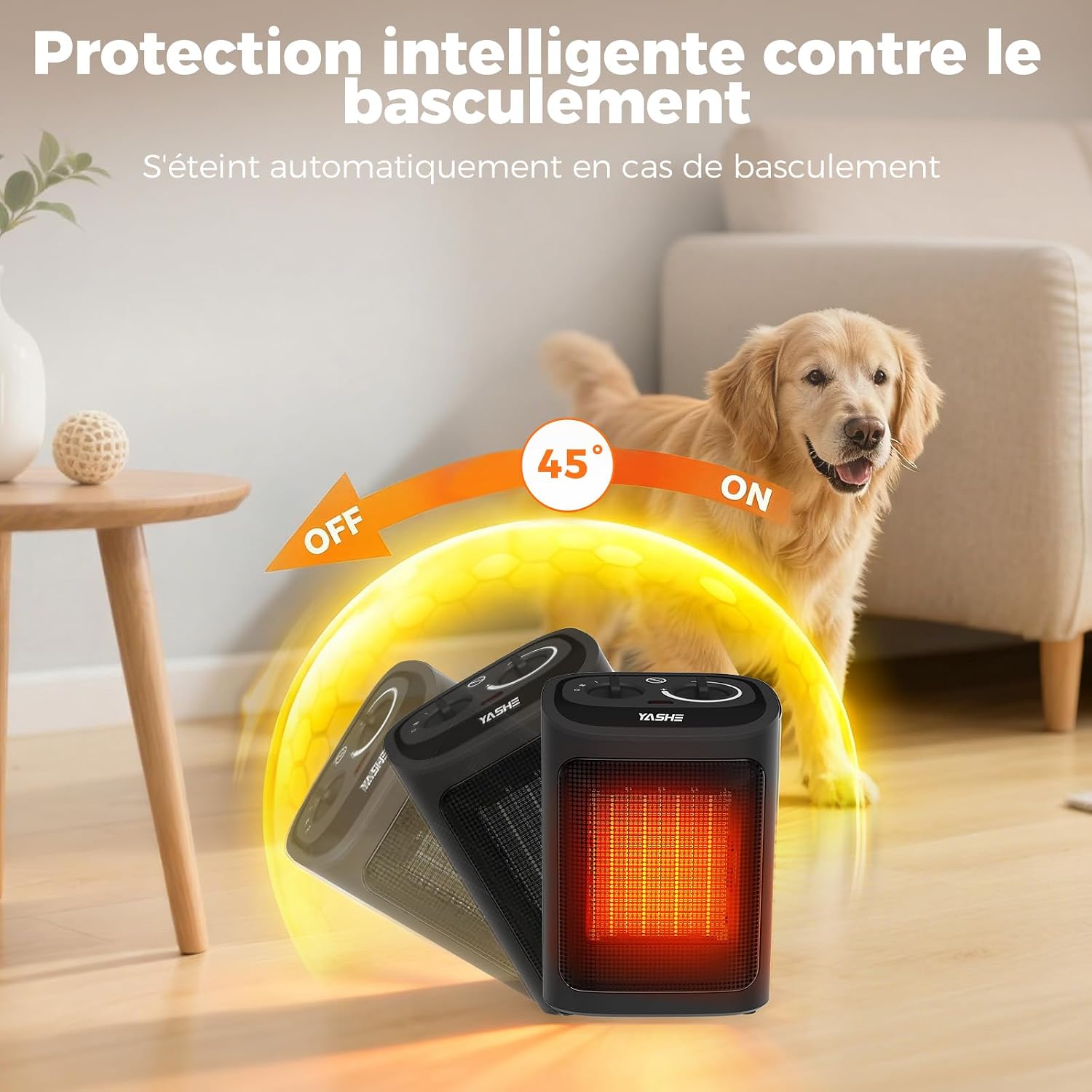 YASHE kompaktní PTC přímotop 1500W Eco tichý
