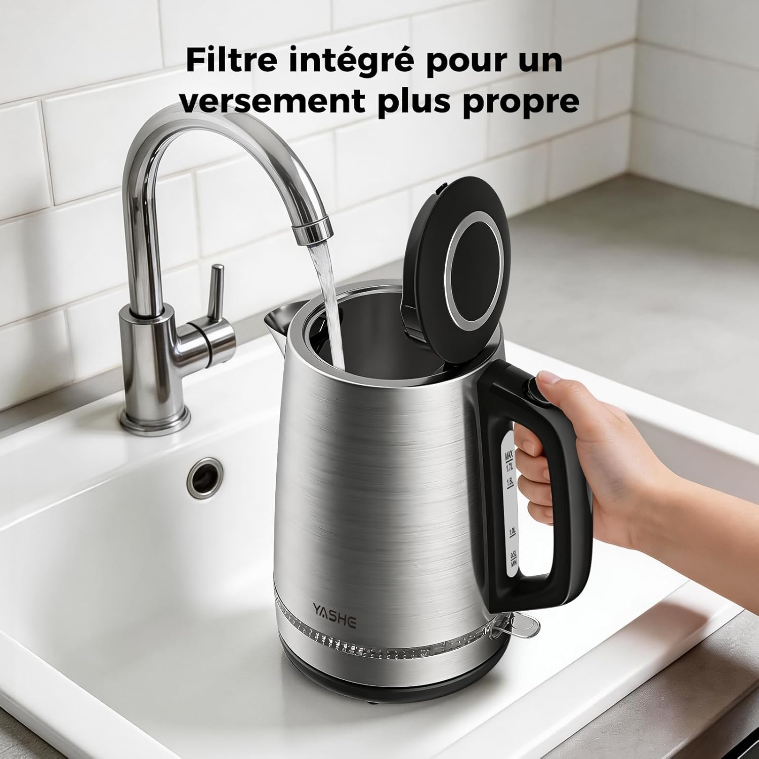 YASHE rychlovarná konvice 1,7 l nerez 2200 W