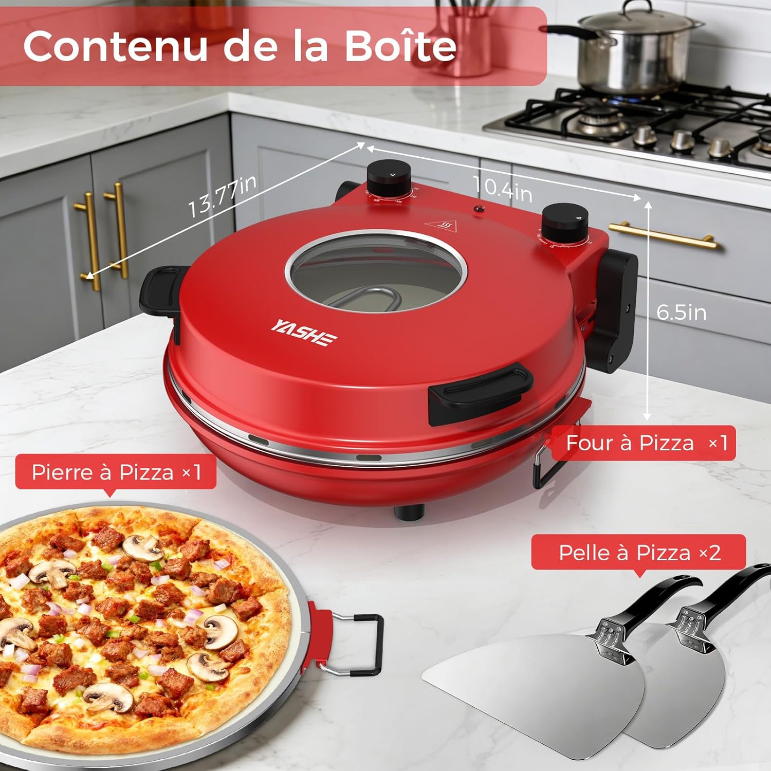 YASHE Elektrická pec na pizzu s kamenem stolní