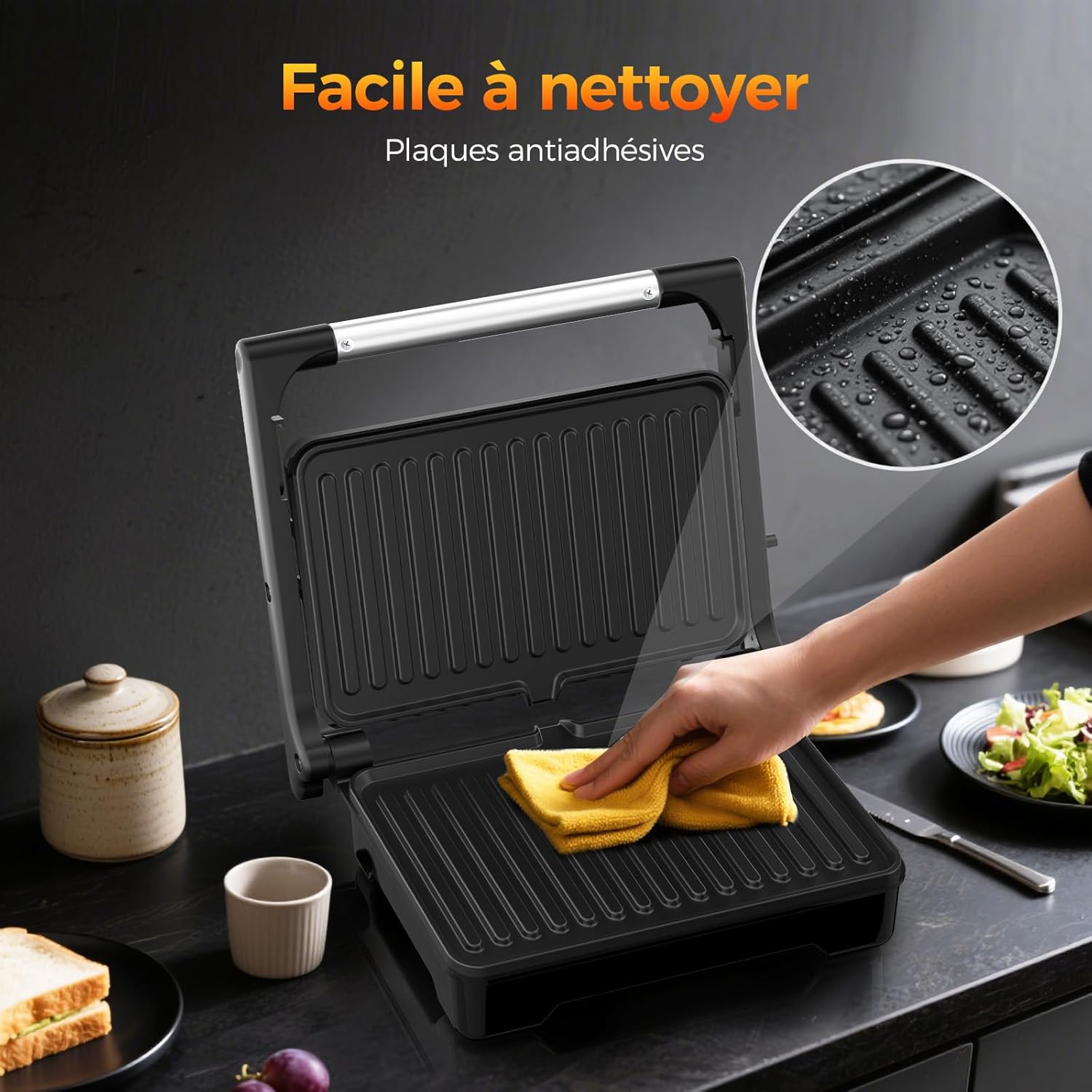 YASHE panini gril sendvičovač 1500W rozkládací