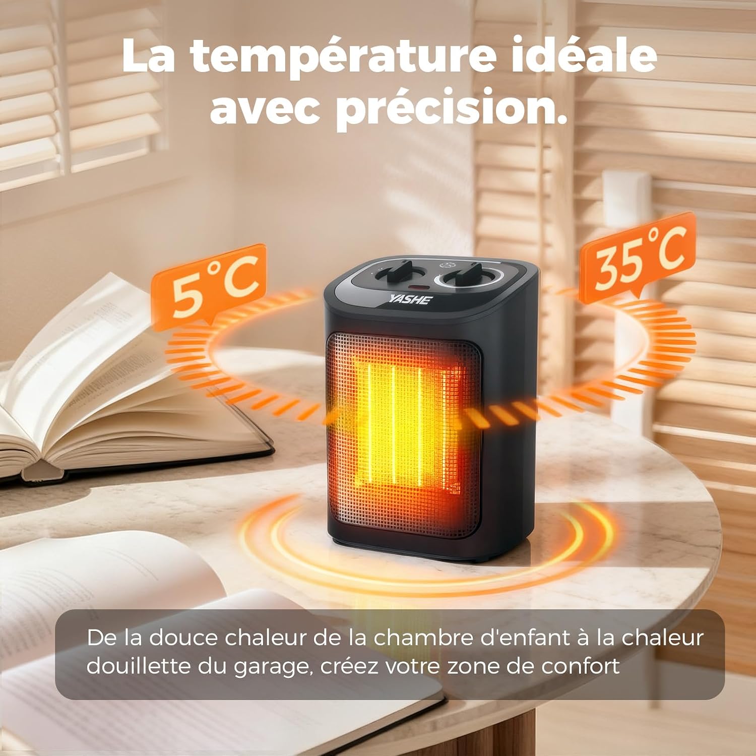 YASHE kompaktní PTC přímotop 1500W Eco tichý