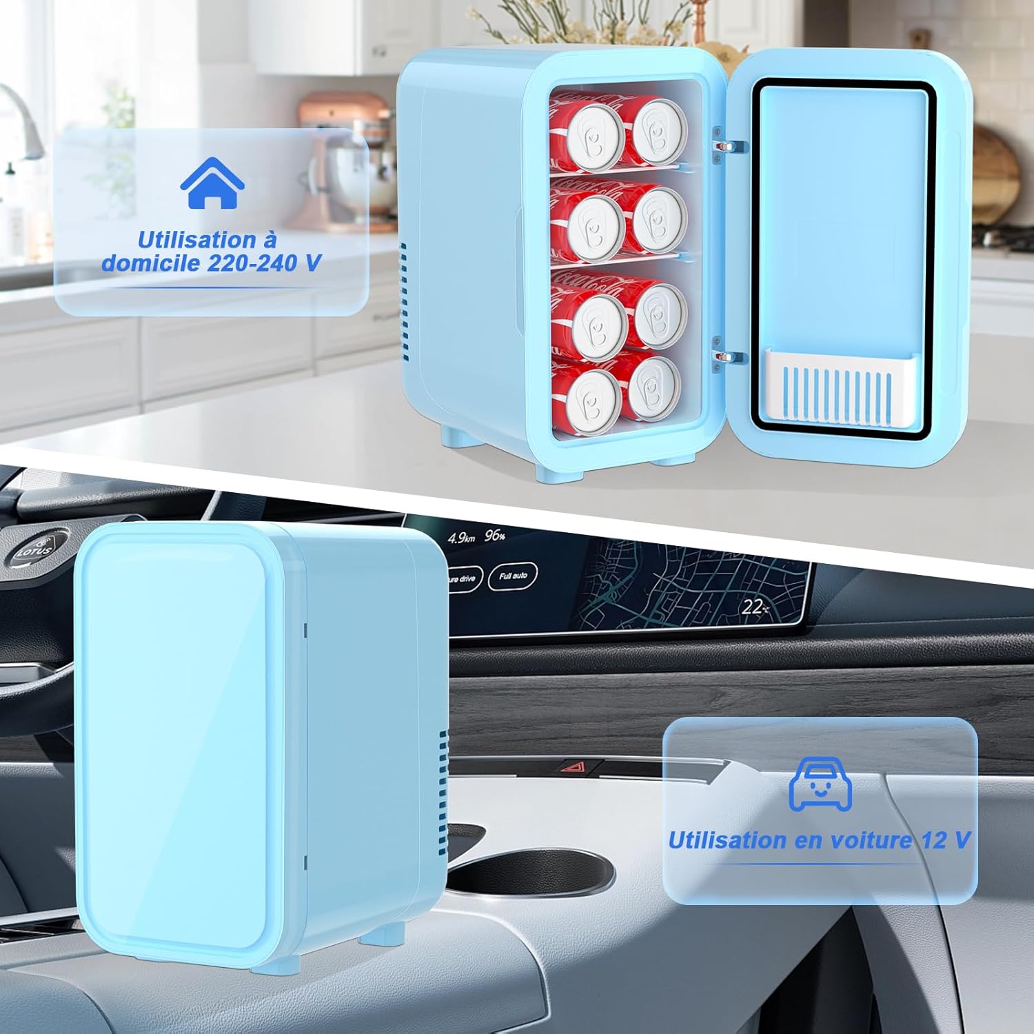 Yashe 6l mini lednice bílá na 8 plechovek