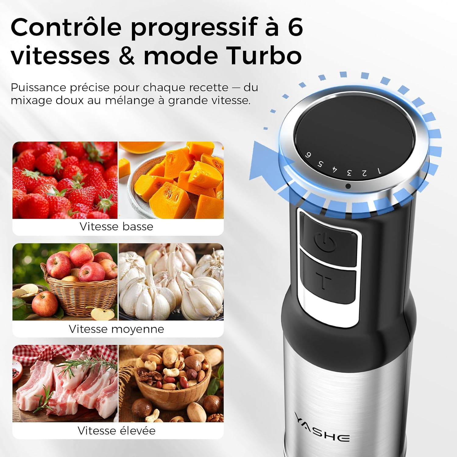 YASHE tyčový mixér 1000 W 5v1 se sekáčkem 500 ml