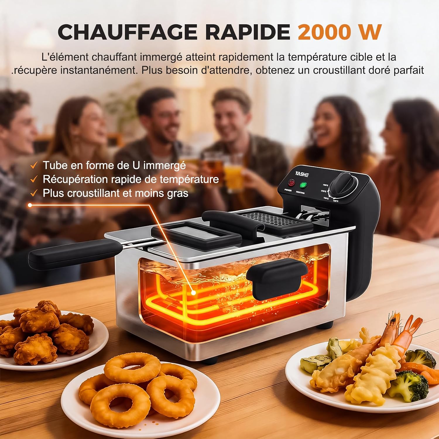 YASHE fritéza 3,2 l 1500 W s oknem