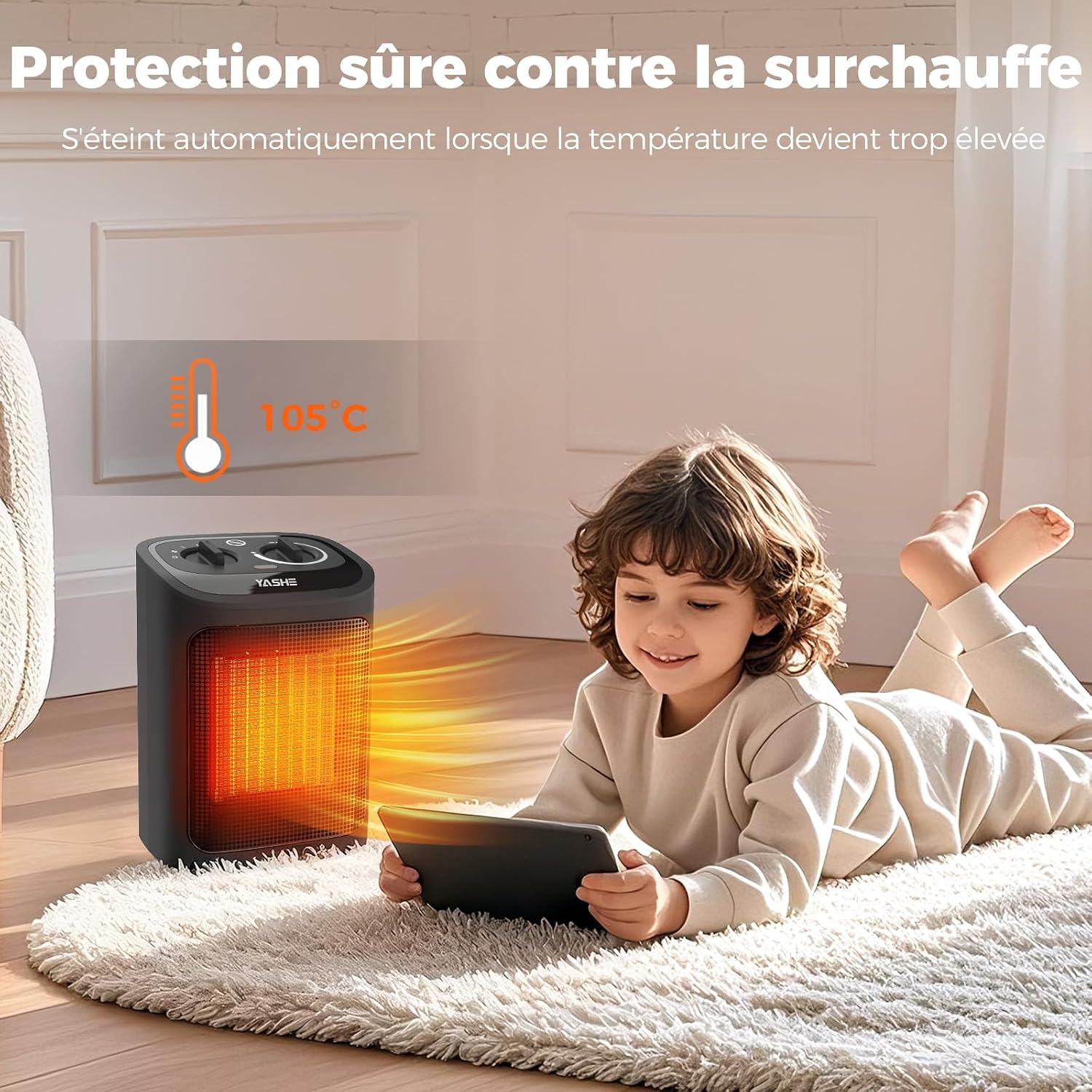 YASHE kompaktní PTC přímotop 1500W Eco tichý