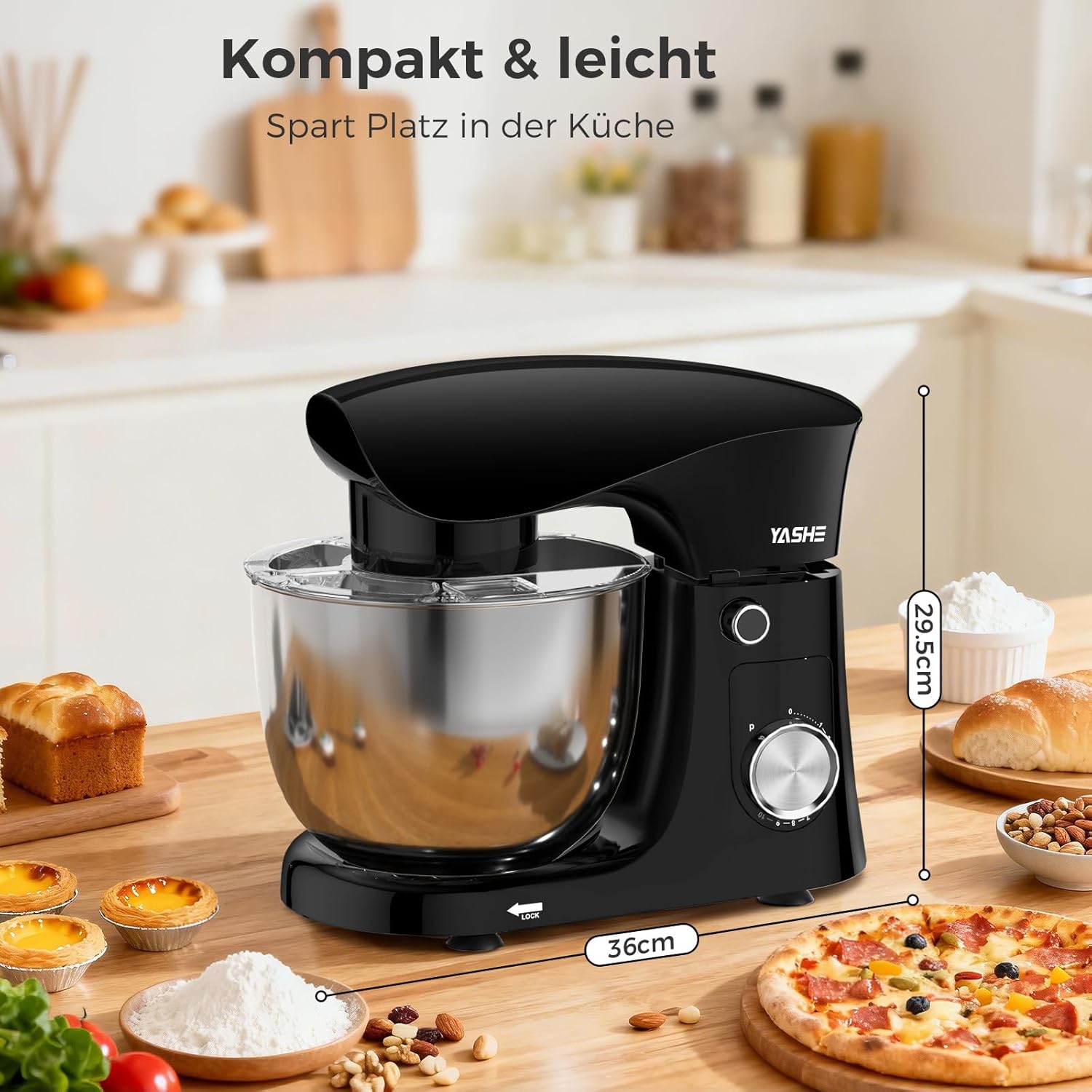 YASHE kuchyňský robot 1500W 4,5L+5L 10 rychlostí