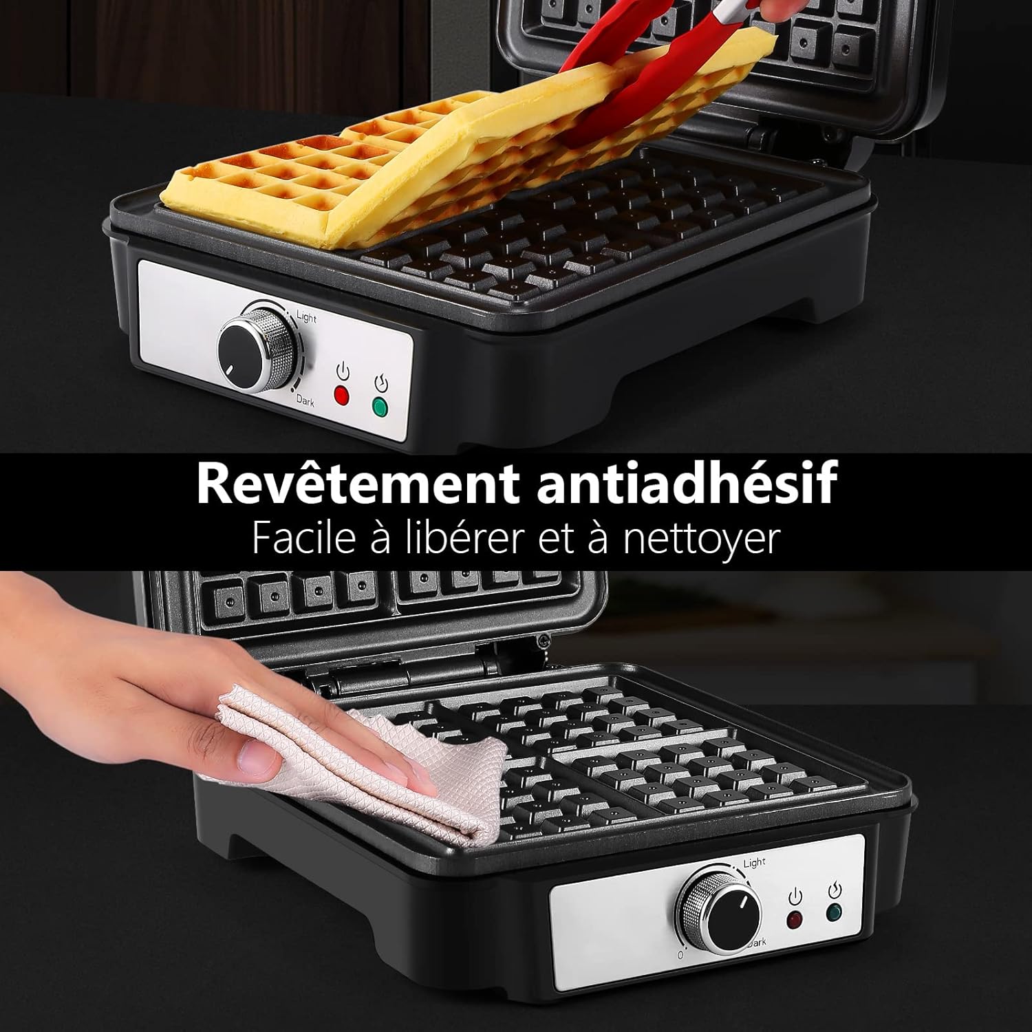 YASHE vaflovač na 4 belgické vafle 1200 W 5 stupňů