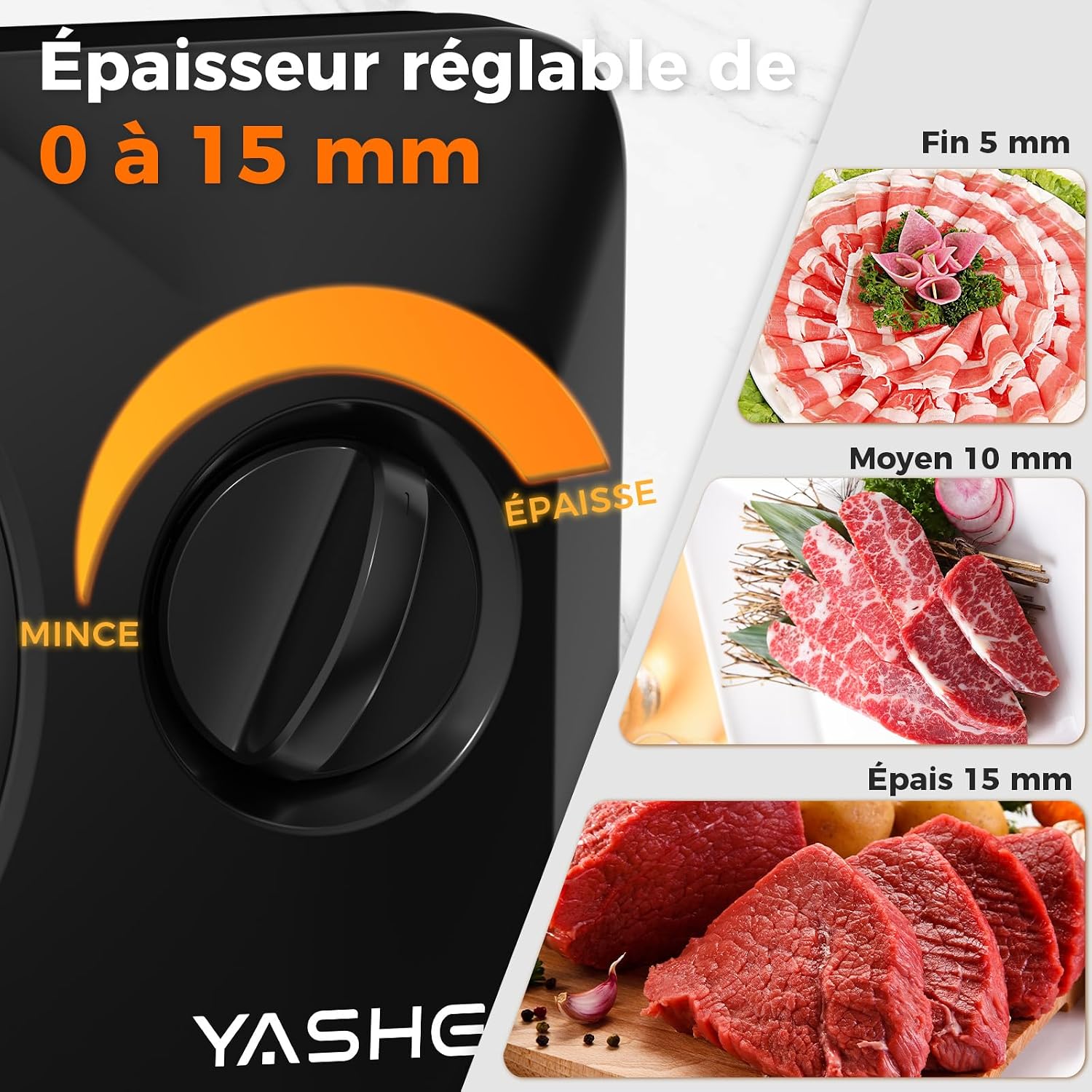 YASHE skládací elektrický kráječ bílý 0–15 mm