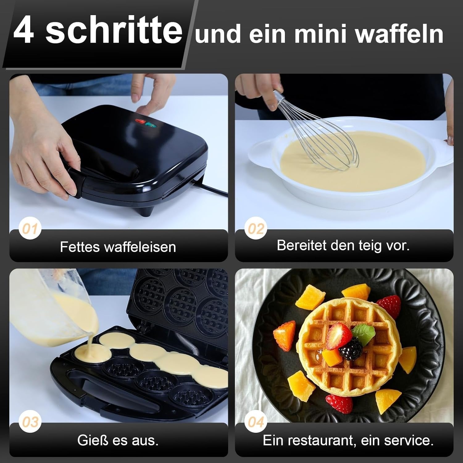 YASHE Mini 8 vaflovač na 8 vaflí 5 cm nepřilnavý