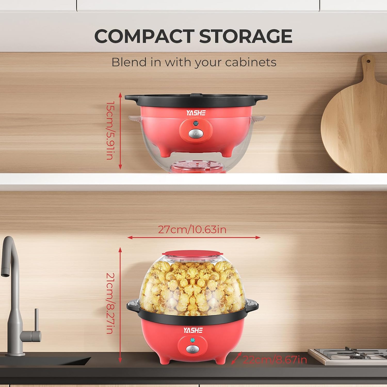 YASHE elektrický popcornovač 650 W míchací