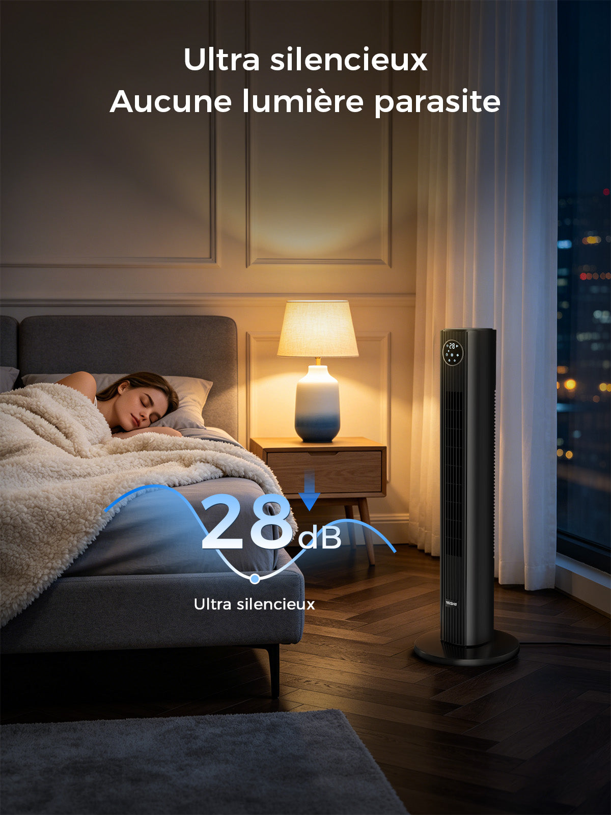 YASHE sloupový ventilátor černý 81 cm dálkové ovládání