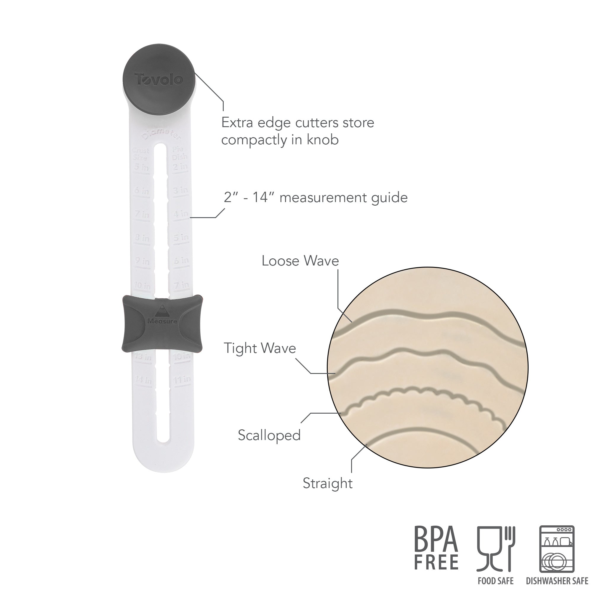 Tovolo Precision Pie Crust Cutter kráječ těsta nastavitelný