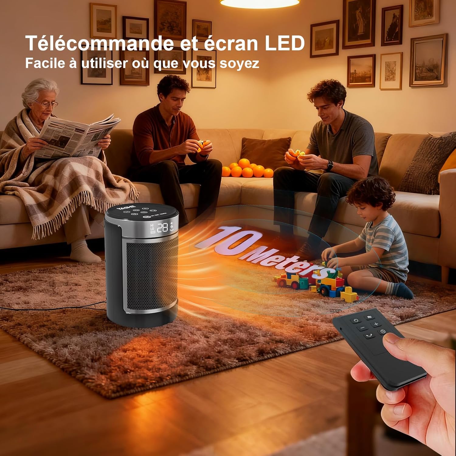 YASHE keramický přímotop 1500W s dálkovým ovládáním